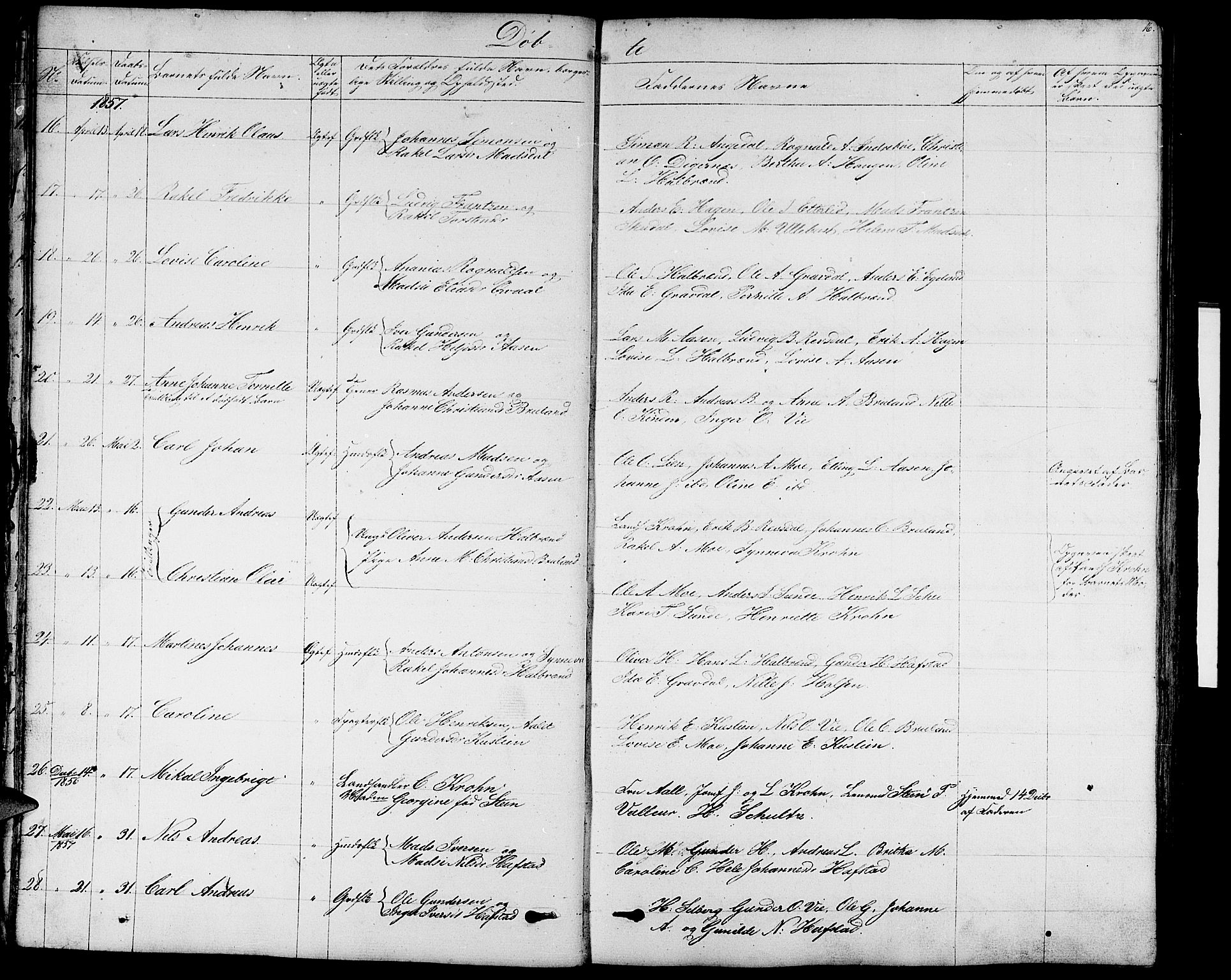 Førde sokneprestembete, AV/SAB-A-79901/H/Hab/Haba/L0001: Parish register (copy) no. A 1, 1853-1880, p. 16