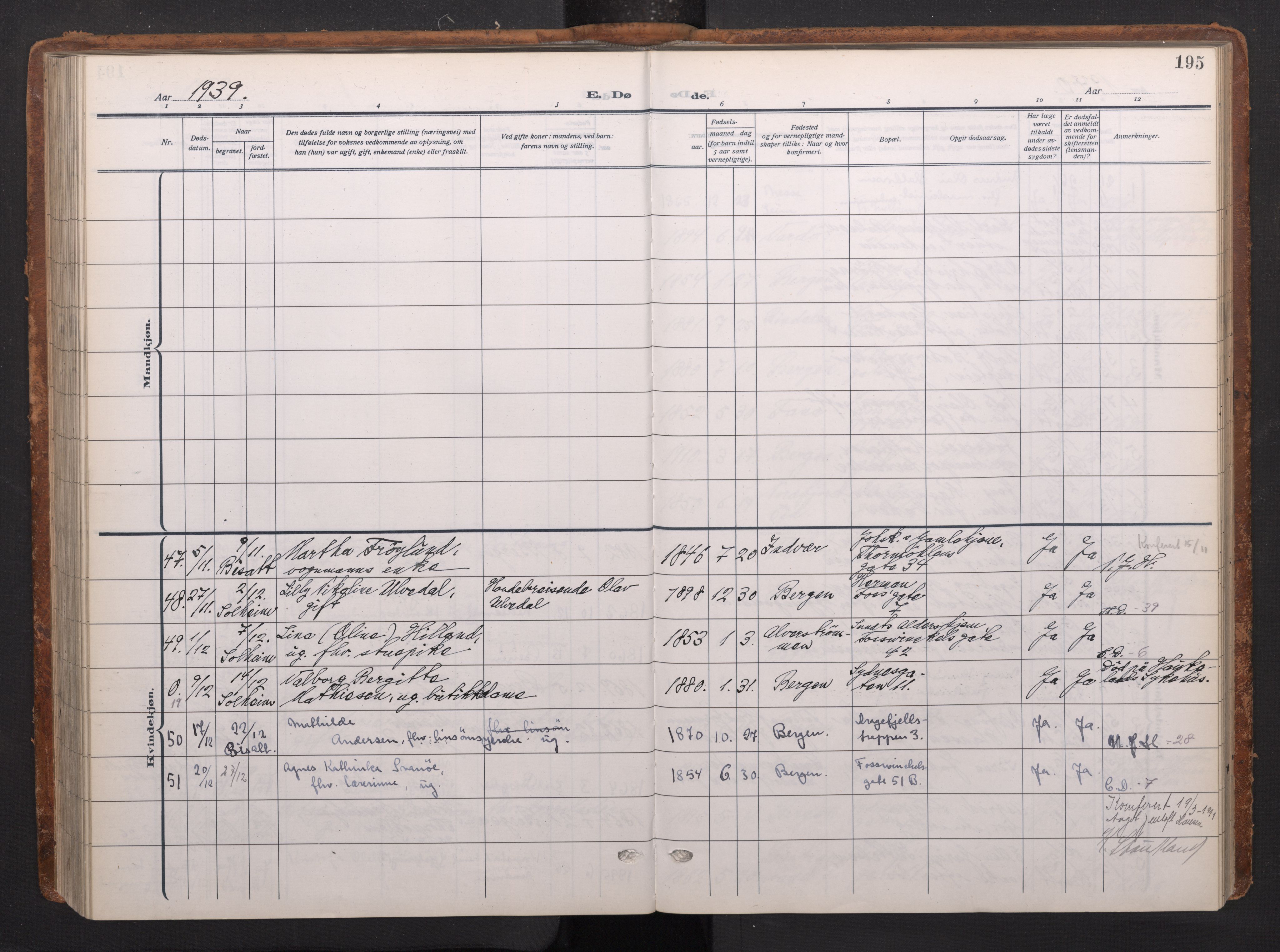 Johanneskirken sokneprestembete, AV/SAB-A-76001/H/Haa/L0020: Parish register (official) no. E 2, 1916-1951, p. 195