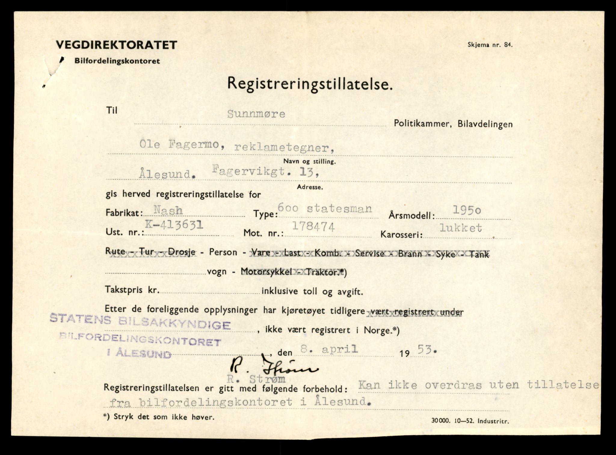 Møre og Romsdal vegkontor - Ålesund trafikkstasjon, AV/SAT-A-4099/F/Fe/L0043: Registreringskort for kjøretøy T 14080 - T 14204, 1927-1998, p. 1341