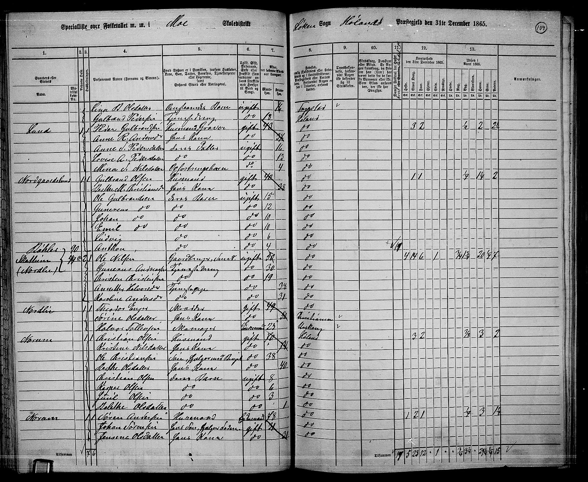 RA, 1865 census for Høland, 1865, p. 100