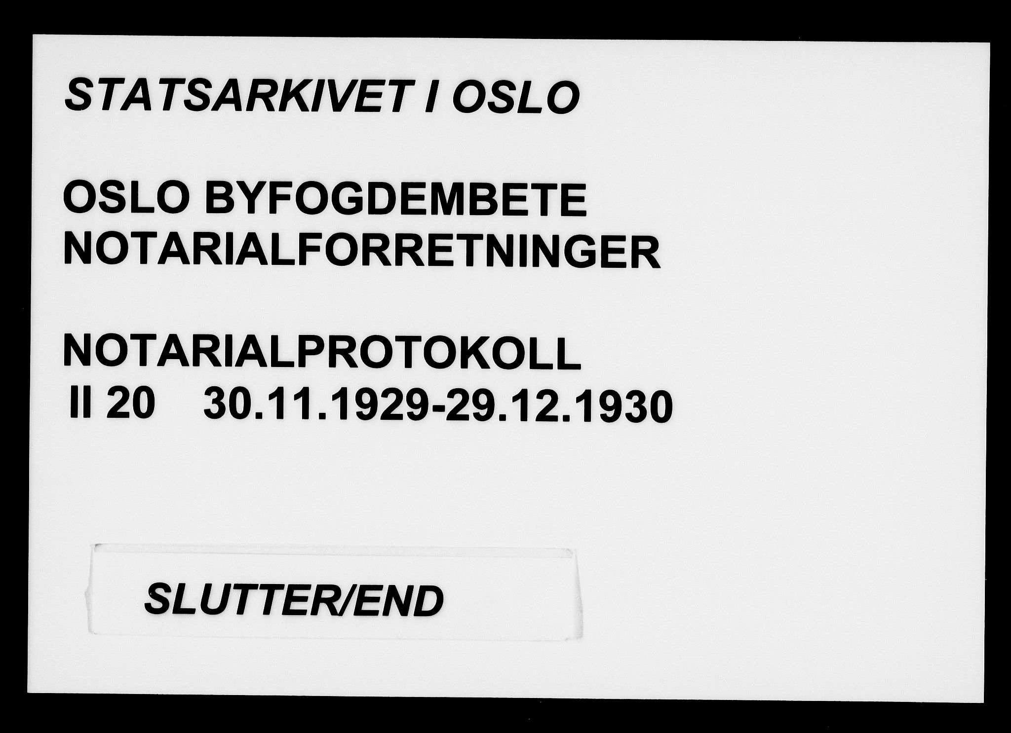 Oslo byfogd avd. I, SAO/A-10220/L/Lb/Lbb/L0020: Notarialprotokoll, rekke II: Vigsler, 1929-1930