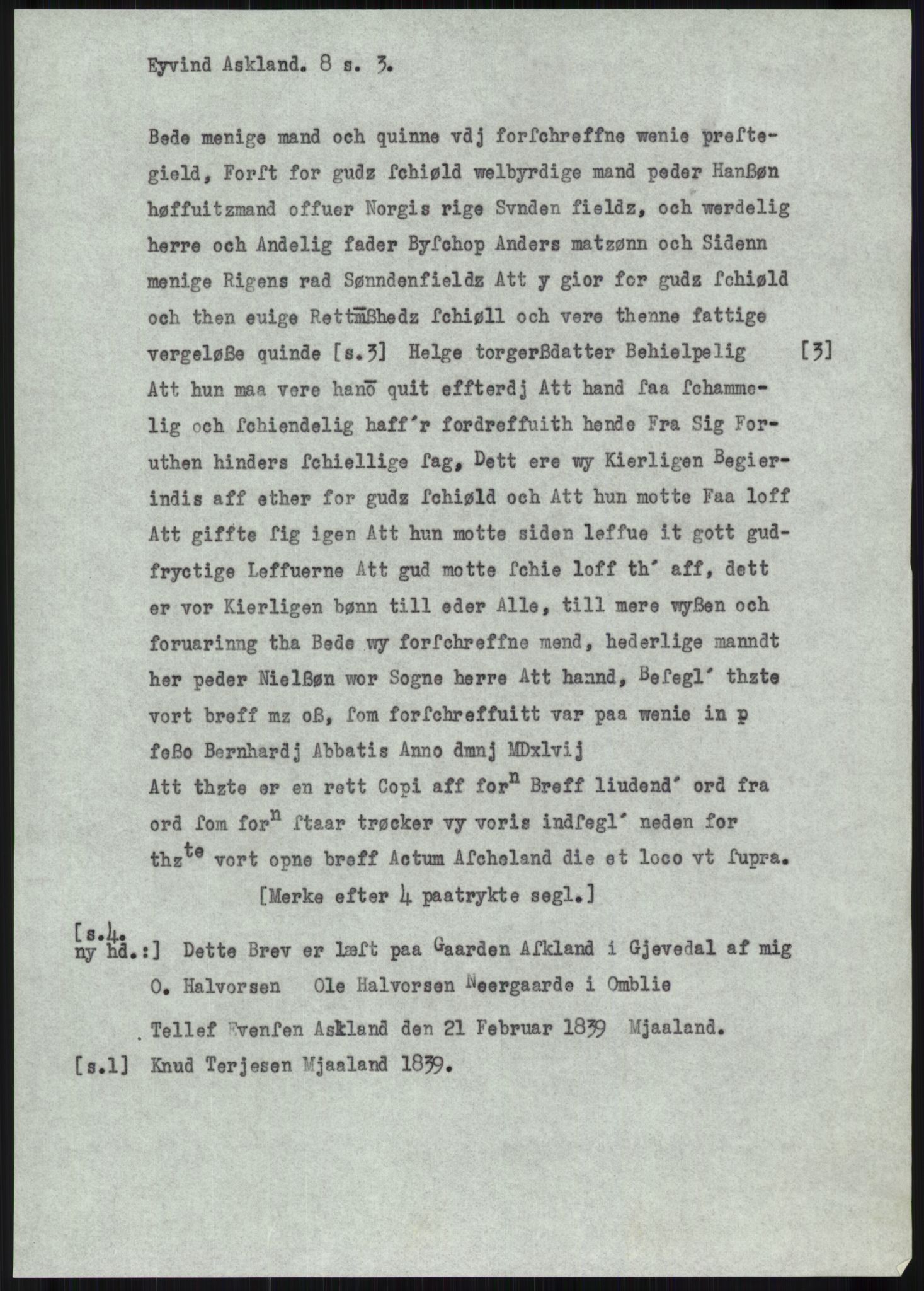 Samlinger til kildeutgivelse, Diplomavskriftsamlingen, AV/RA-EA-4053/H/Ha, p. 249