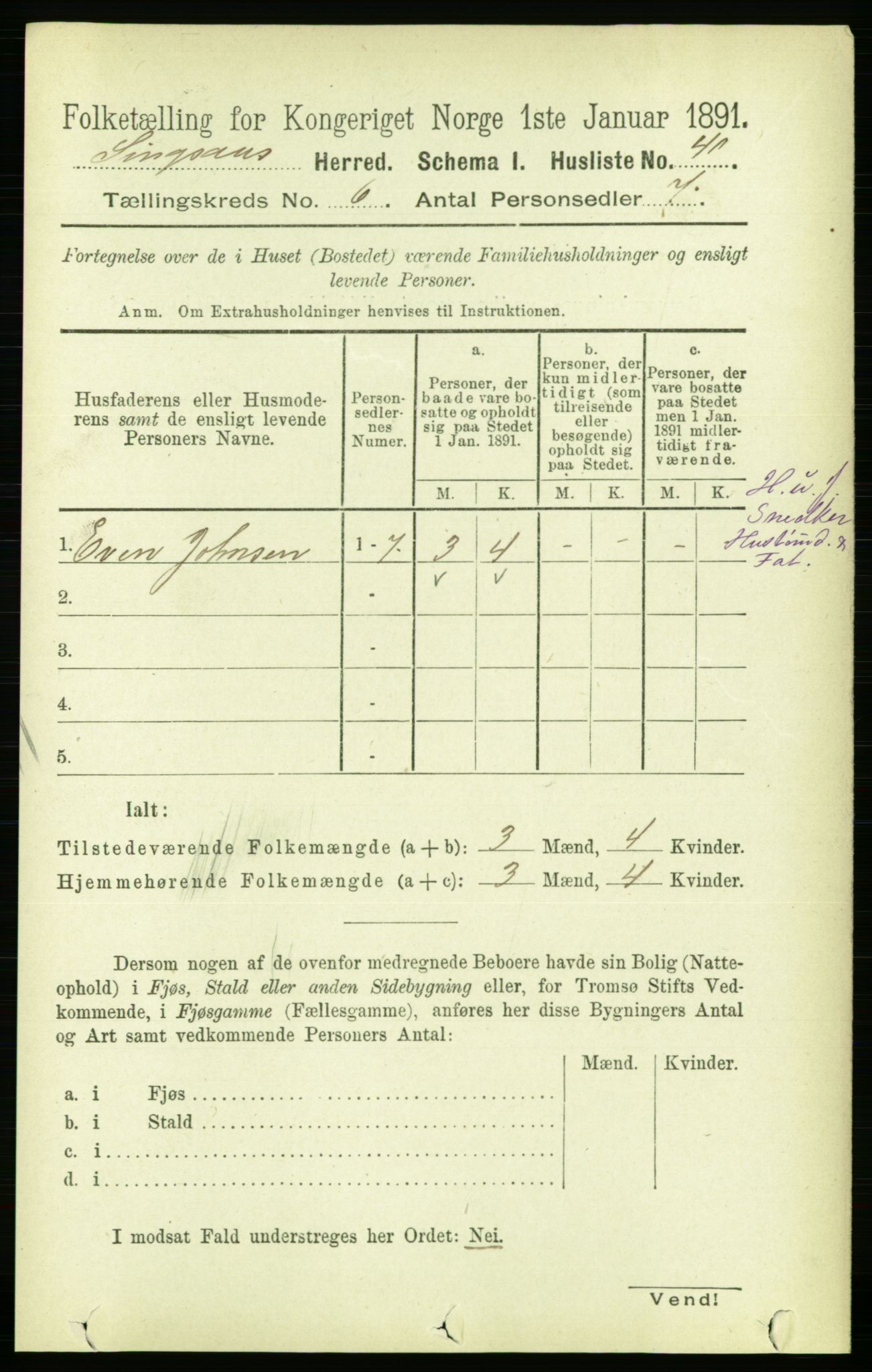 RA, 1891 census for 1646 Singsås, 1891, p. 1212