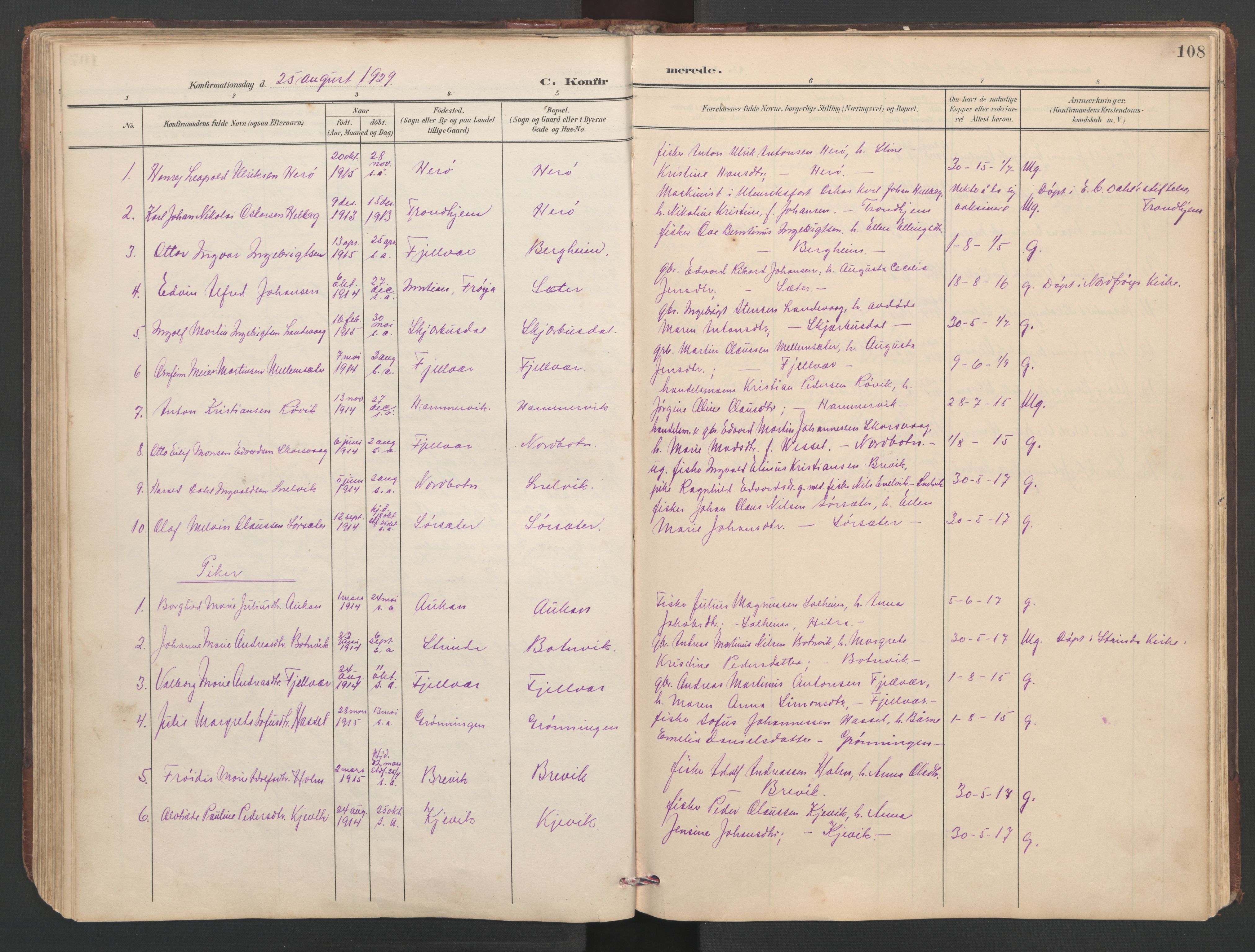 Ministerialprotokoller, klokkerbøker og fødselsregistre - Sør-Trøndelag, SAT/A-1456/638/L0571: Parish register (copy) no. 638C03, 1901-1930, p. 108