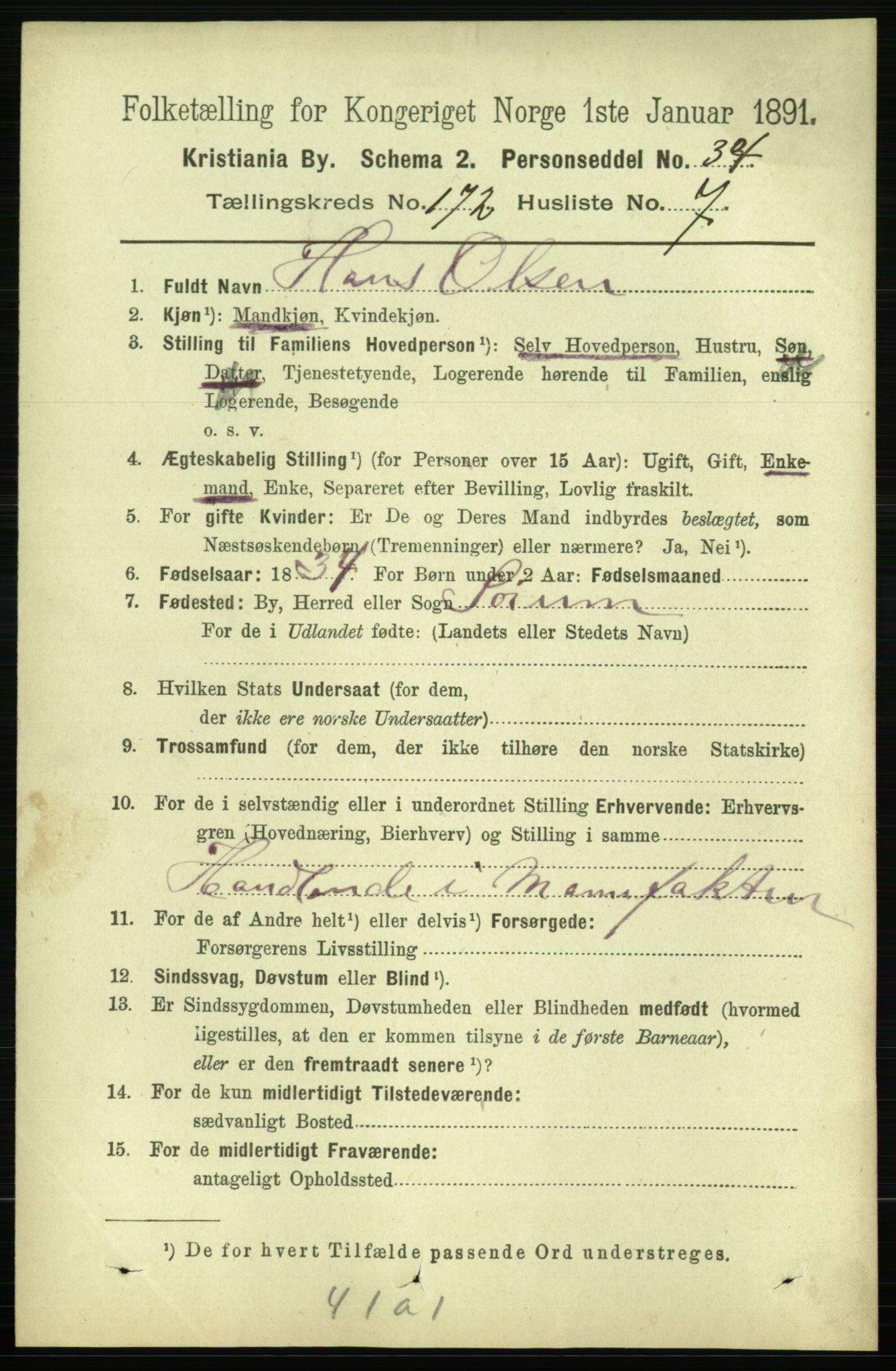 RA, 1891 census for 0301 Kristiania, 1891, p. 102100