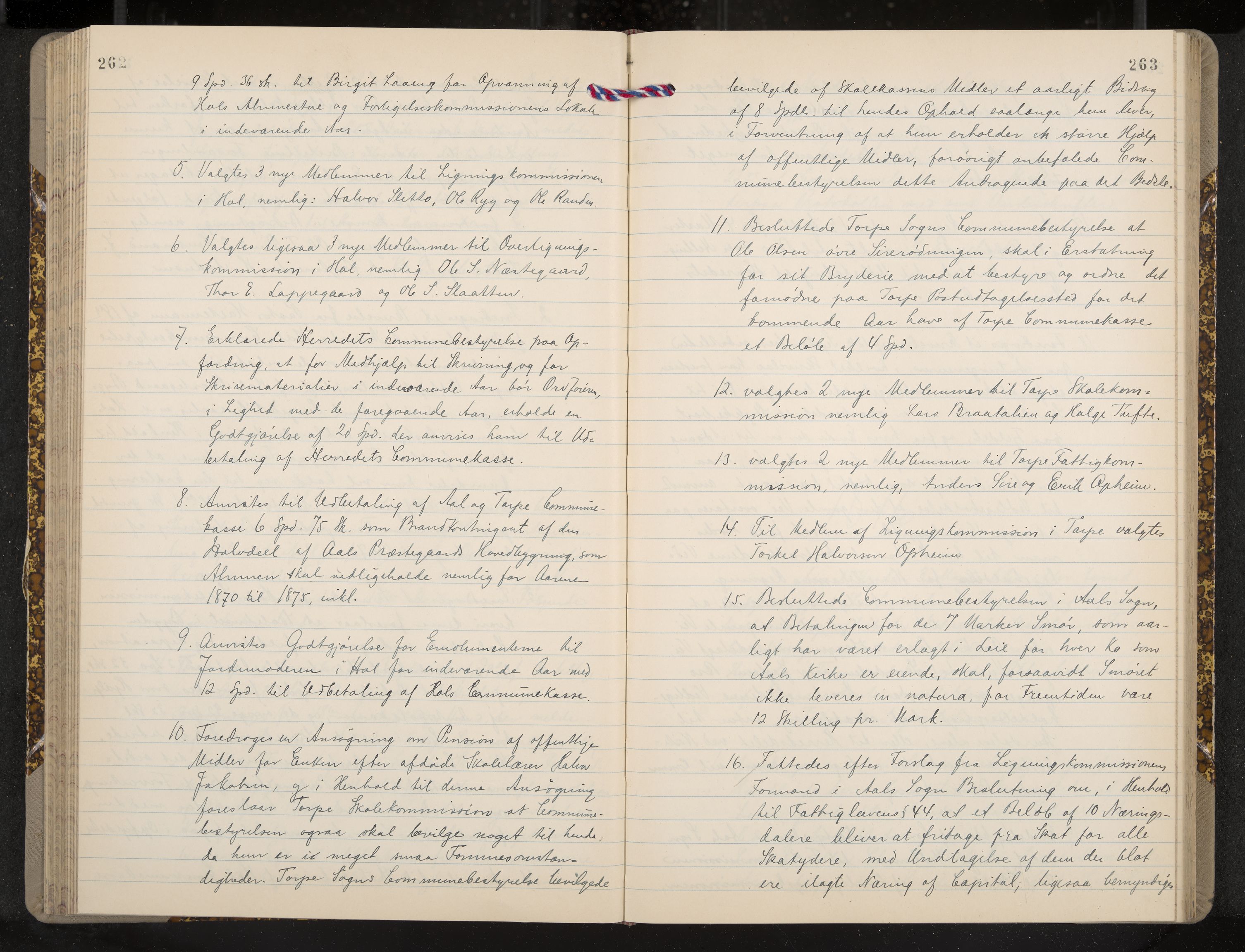 Ål formannskap og sentraladministrasjon, IKAK/0619021/A/Aa/L0003: Utskrift av møtebok, 1864-1880, p. 262-263