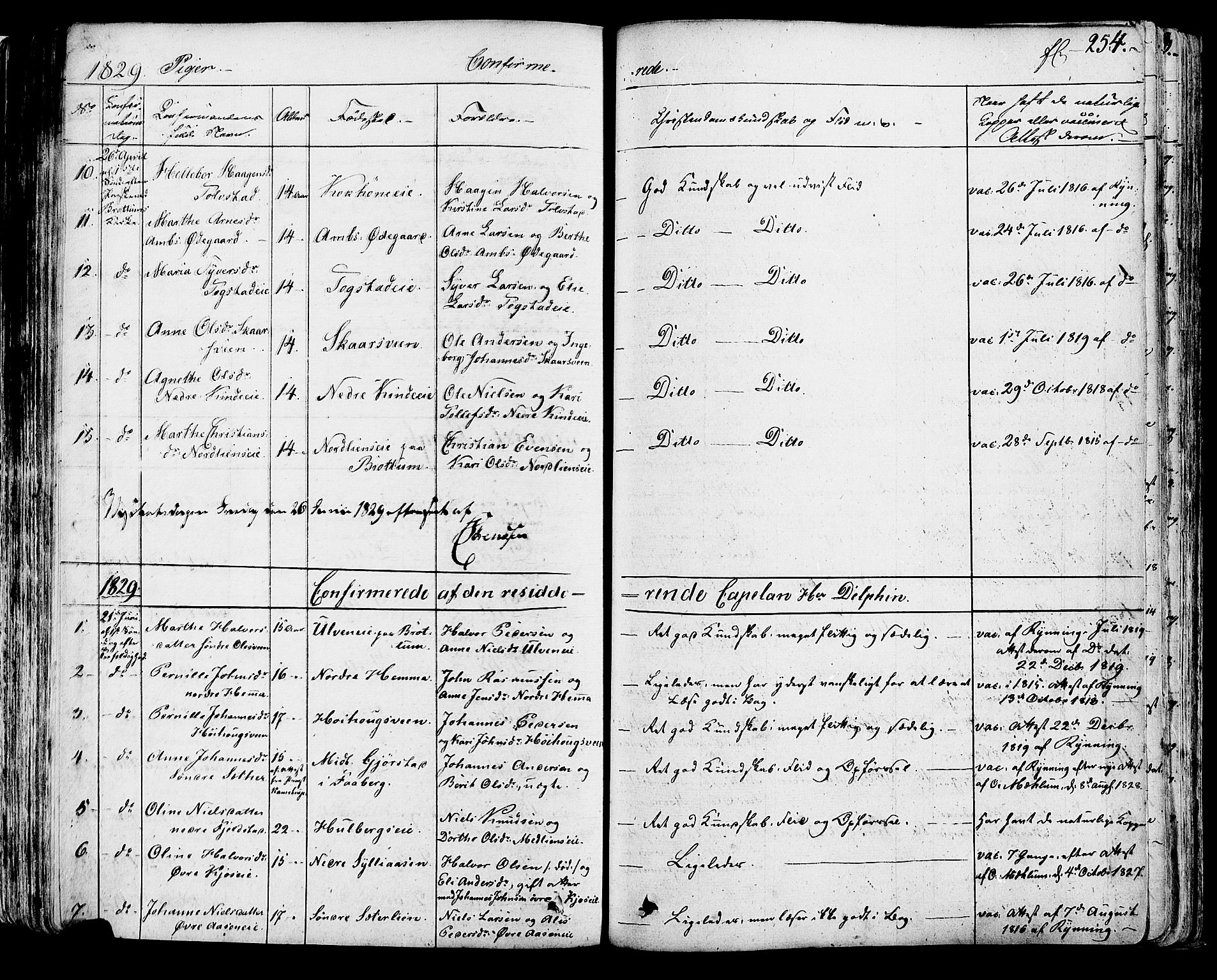 Ringsaker prestekontor, AV/SAH-PREST-014/K/Ka/L0007: Parish register (official) no. 7A, 1826-1837, p. 254