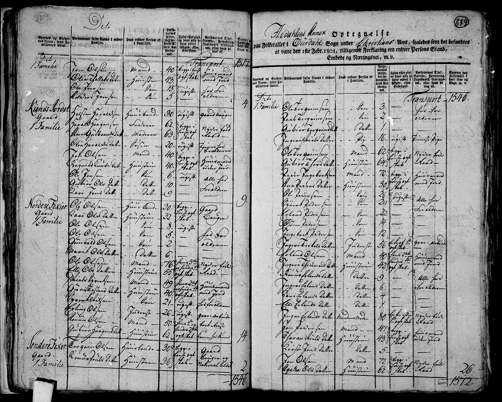 RA, 1801 census for 0542P Aurdal, 1801, p. 878b-879a