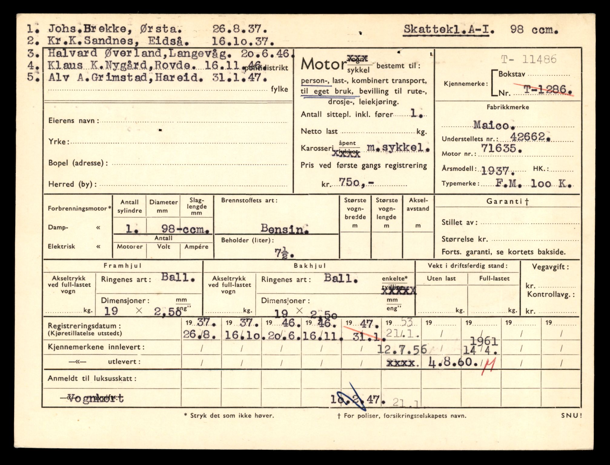 Møre og Romsdal vegkontor - Ålesund trafikkstasjon, AV/SAT-A-4099/F/Fe/L0029: Registreringskort for kjøretøy T 11430 - T 11619, 1927-1998, p. 997