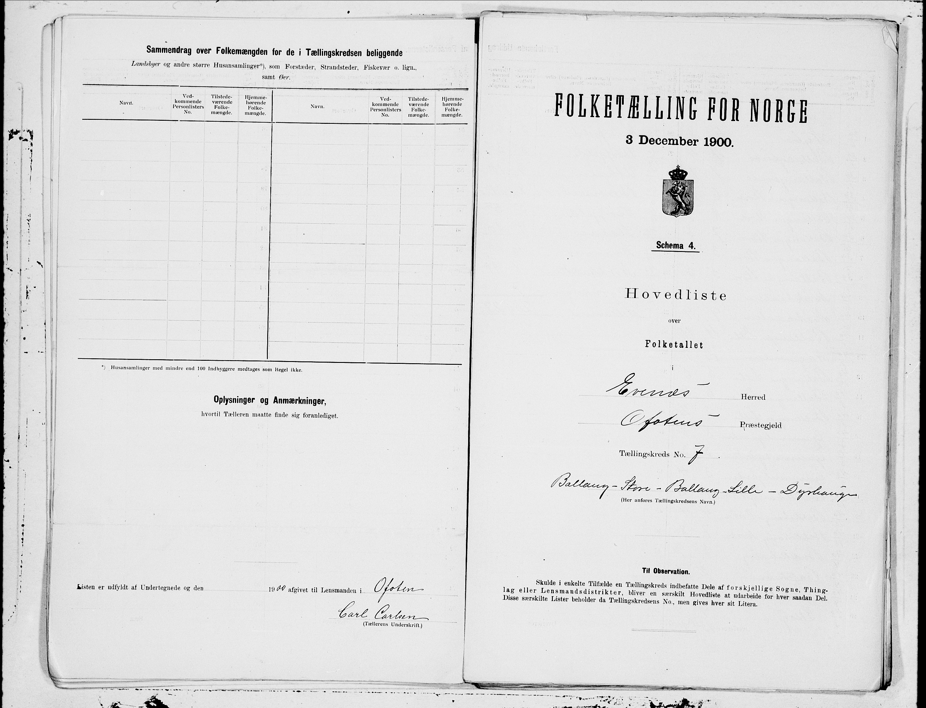 SAT, 1900 census for Evenes, 1900, p. 14