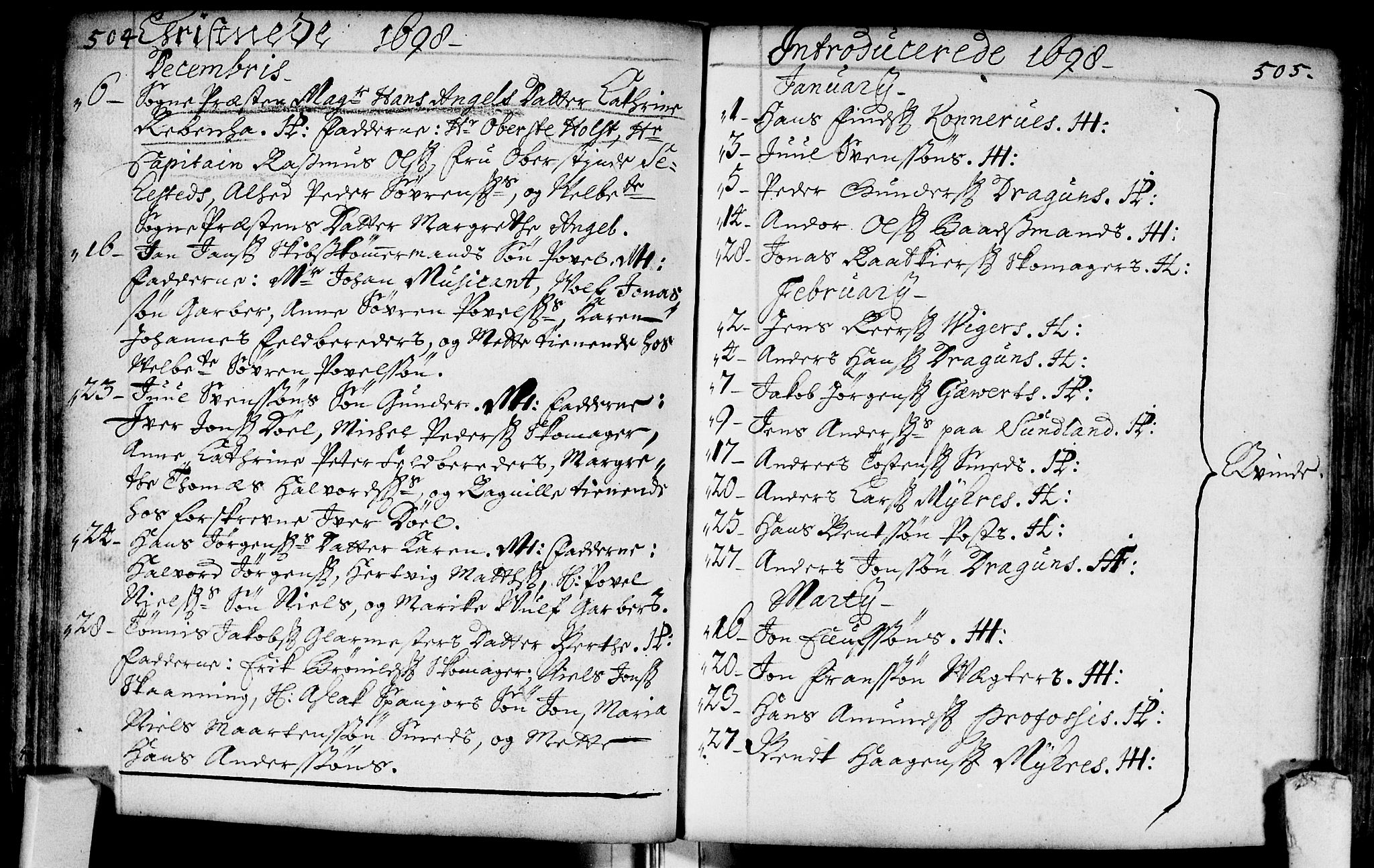 Bragernes kirkebøker, AV/SAKO-A-6/F/Fa/L0002: Parish register (official) no. I 2, 1680-1705, p. 504-505