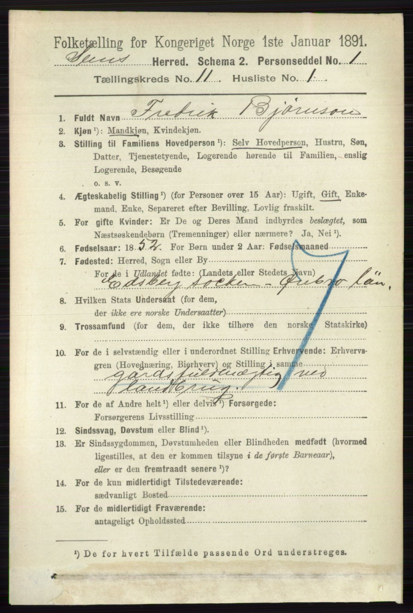RA, 1891 census for 0721 Sem, 1891, p. 5350