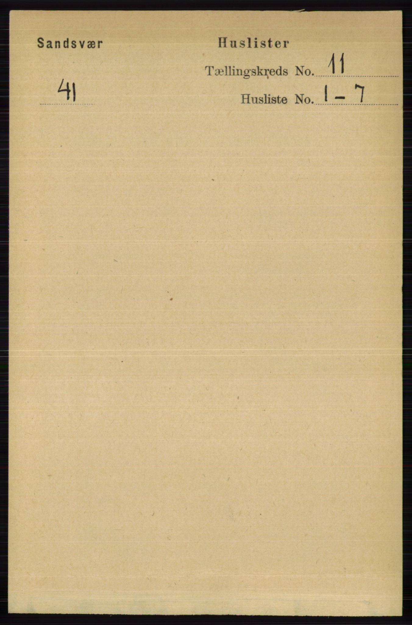 RA, 1891 census for 0629 Sandsvær, 1891, p. 5474