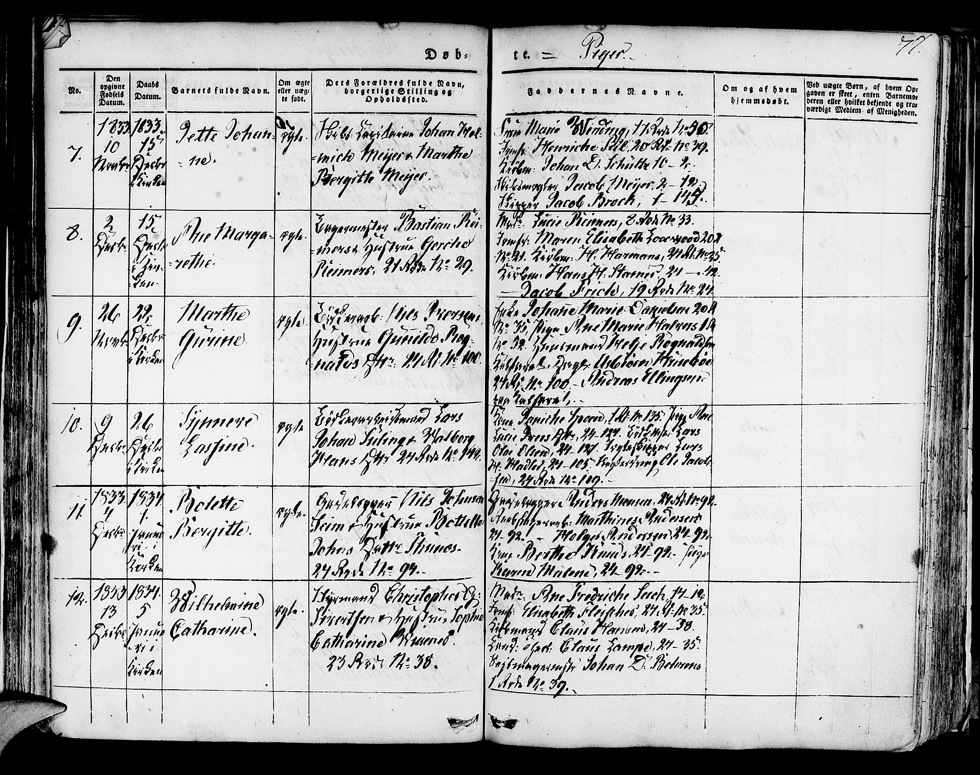 Korskirken sokneprestembete, SAB/A-76101/H/Hab: Parish register (copy) no. A 5I, 1831-1844, p. 77