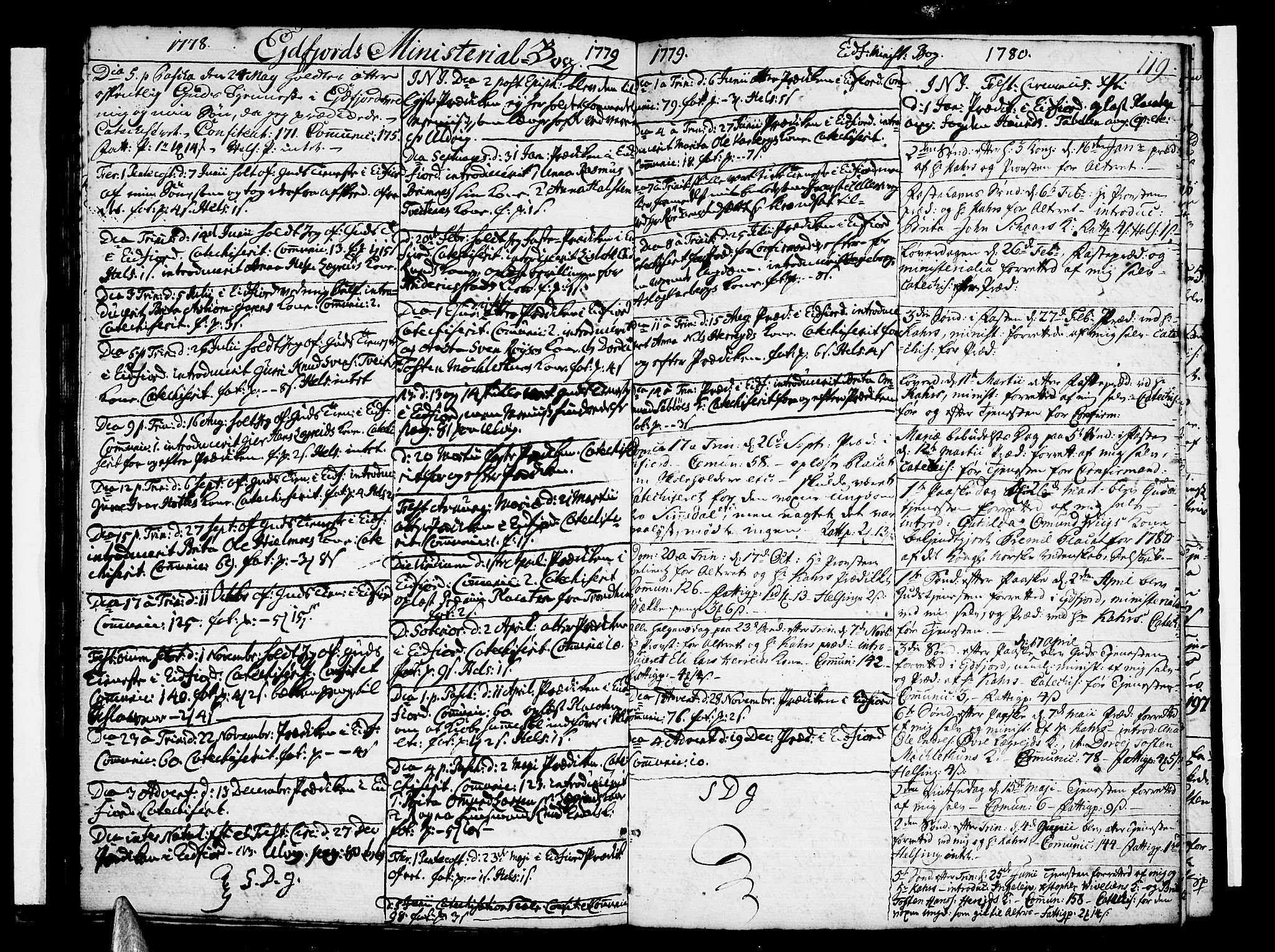 Ulvik sokneprestembete, SAB/A-78801/H/Haa: Parish register (official) no. A 10, 1745-1792, p. 119
