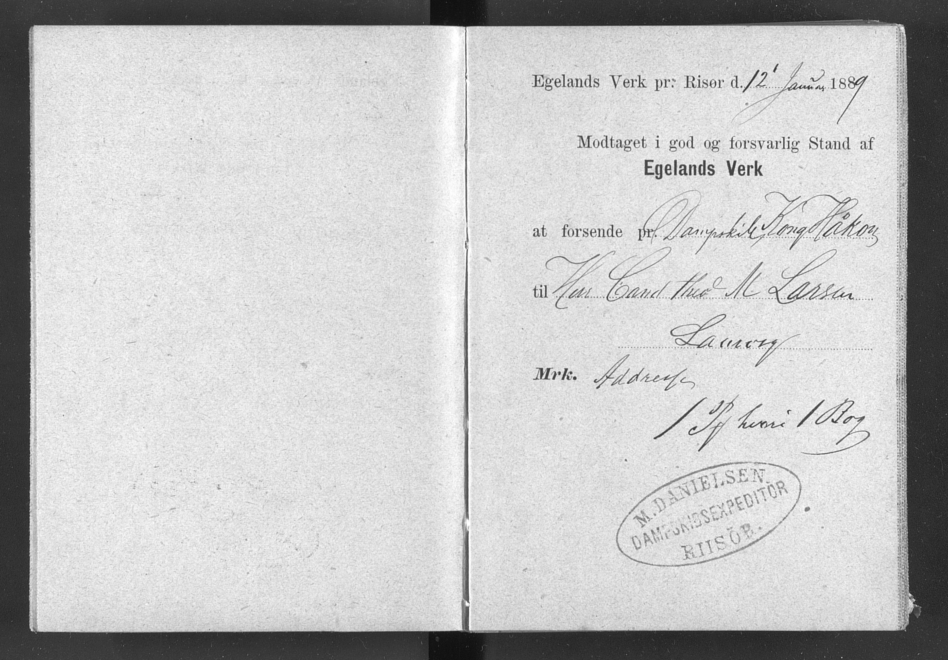 Egelands Jernverk, AAKS/PA-1907/01/L0029: Kvitteringsbok, 1888-1895