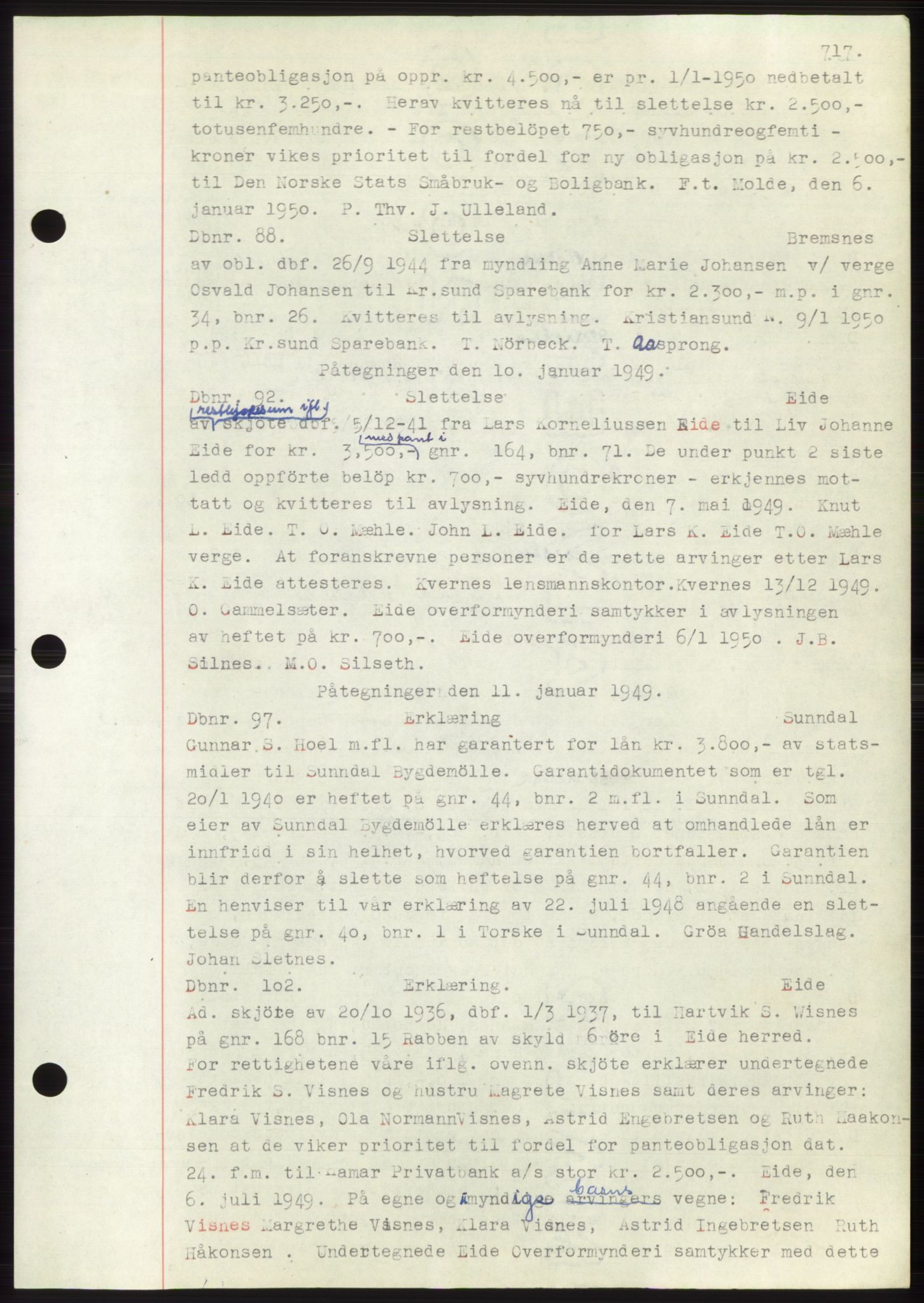 Nordmøre sorenskriveri, SAT/A-4132/1/2/2Ca: Mortgage book no. C82b, 1946-1951, Diary no: : 88/1950