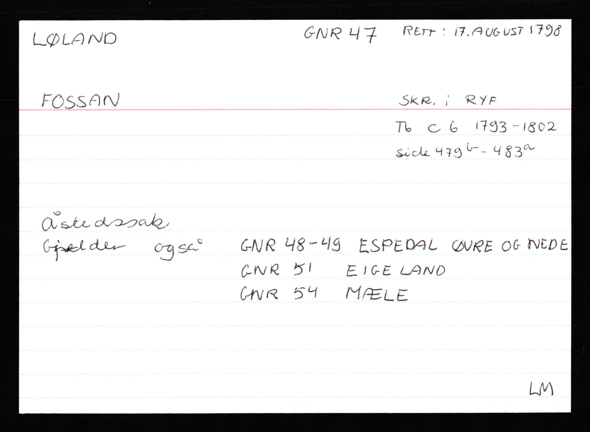 Statsarkivet i Stavanger, AV/SAST-A-101971/03/Y/Ym/L0037: Åstedskort sortert etter gårdsnavn: Lædre - Mauland, 1600-1950, p. 117