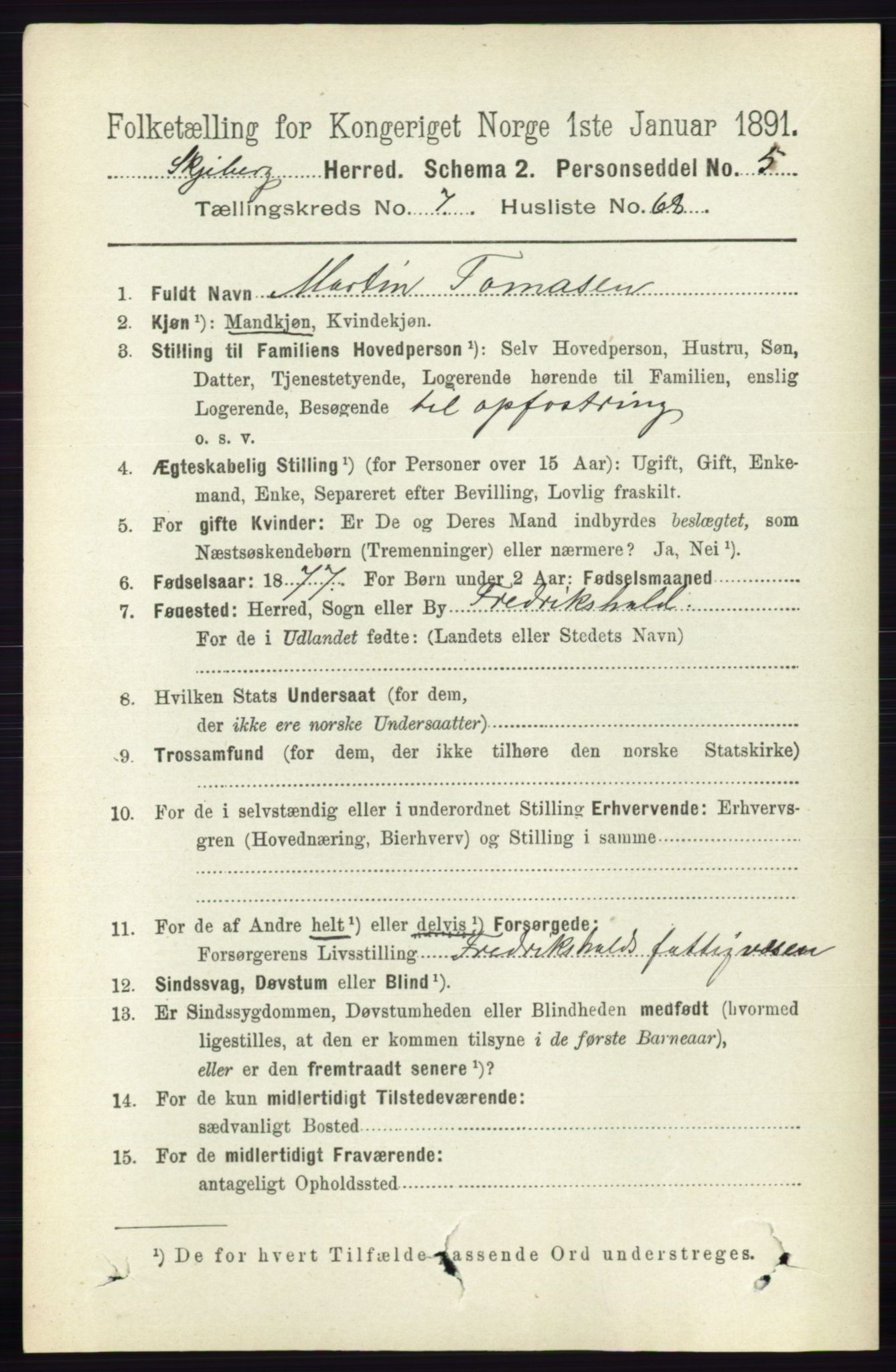 RA, 1891 census for 0115 Skjeberg, 1891, p. 3866