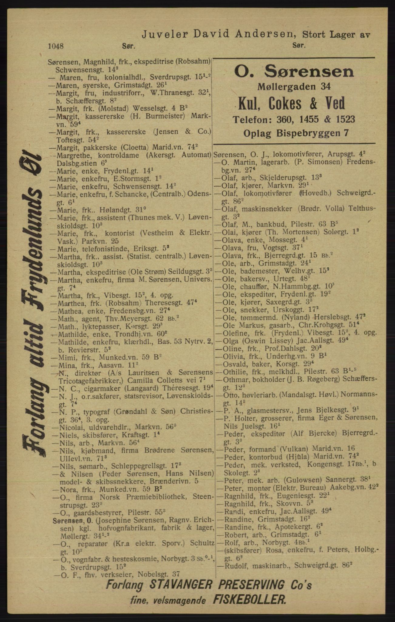 Kristiania/Oslo adressebok, PUBL/-, 1913, p. 1060