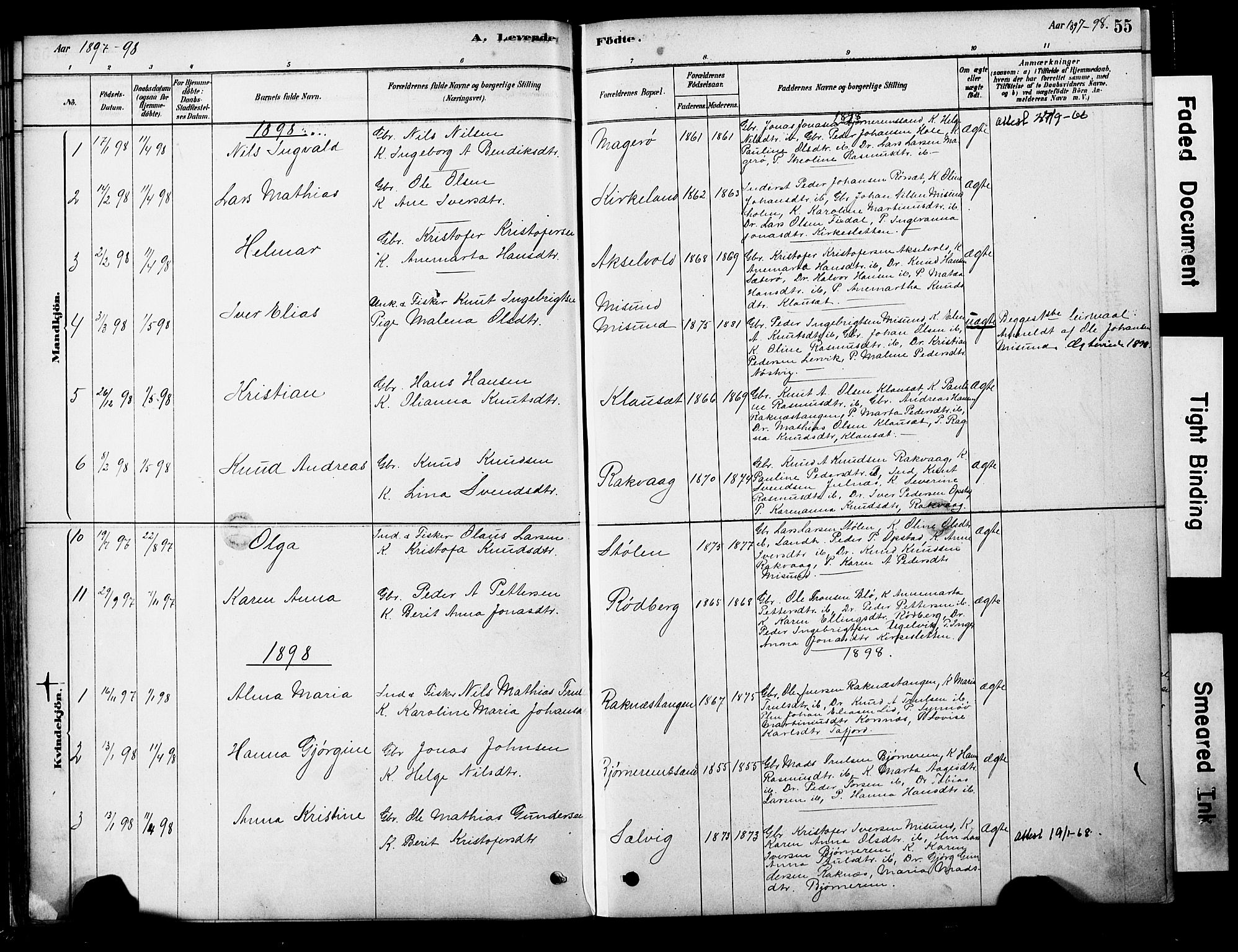 Ministerialprotokoller, klokkerbøker og fødselsregistre - Møre og Romsdal, AV/SAT-A-1454/563/L0736: Parish register (official) no. 563A01, 1878-1903, p. 55