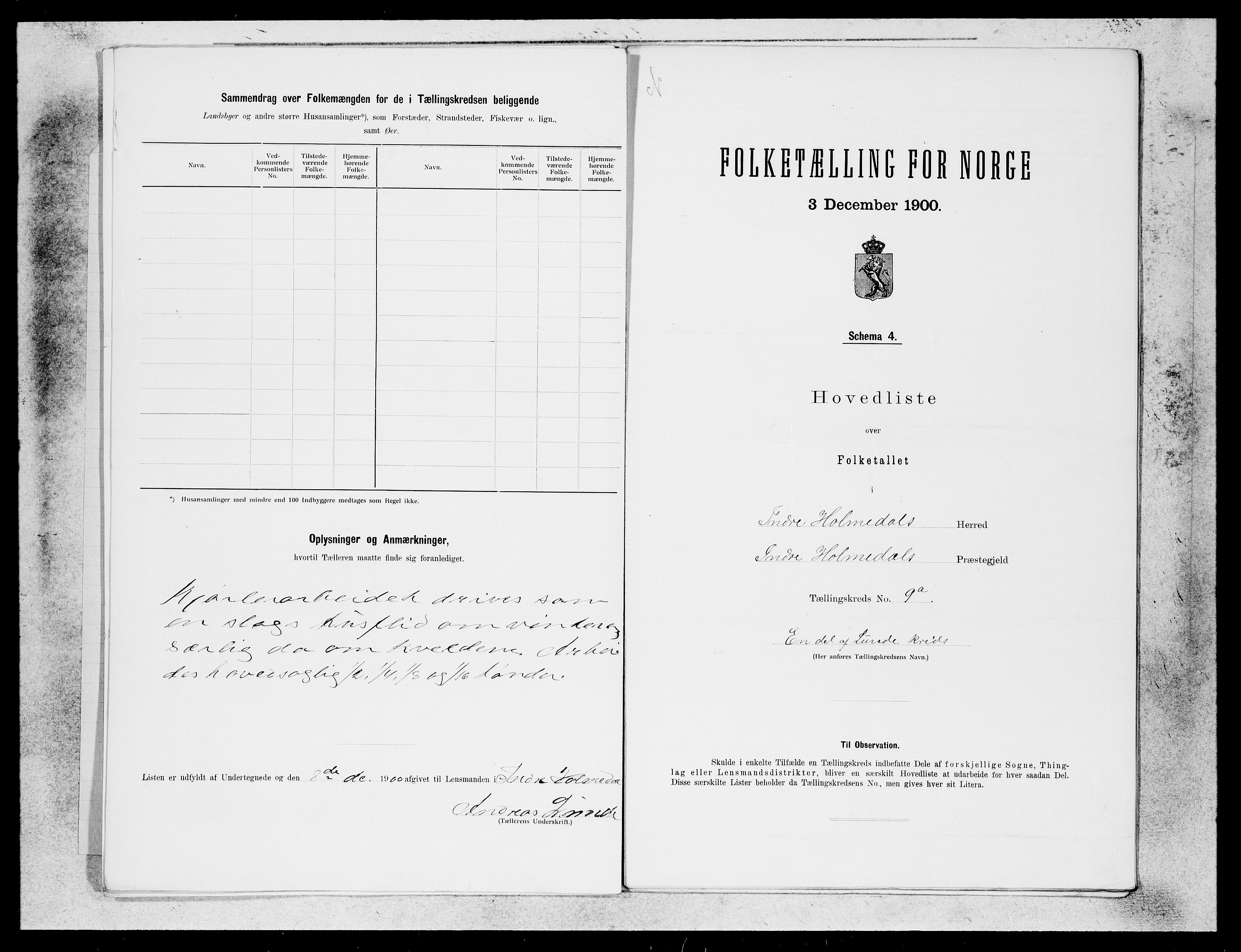 SAB, 1900 census for Indre Holmedal, 1900, p. 19