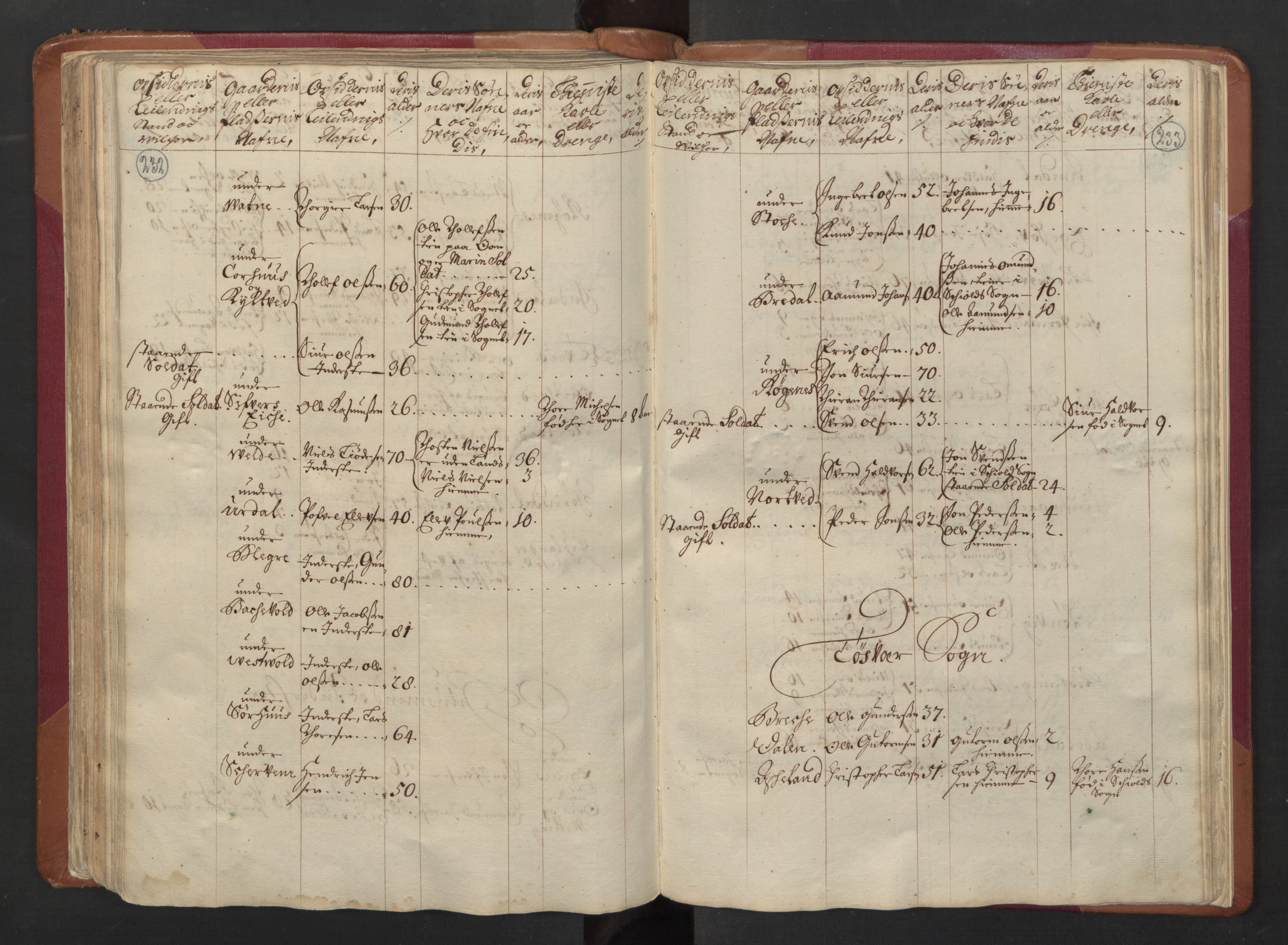 RA, Census (manntall) 1701, no. 5: Ryfylke fogderi, 1701, p. 232-233