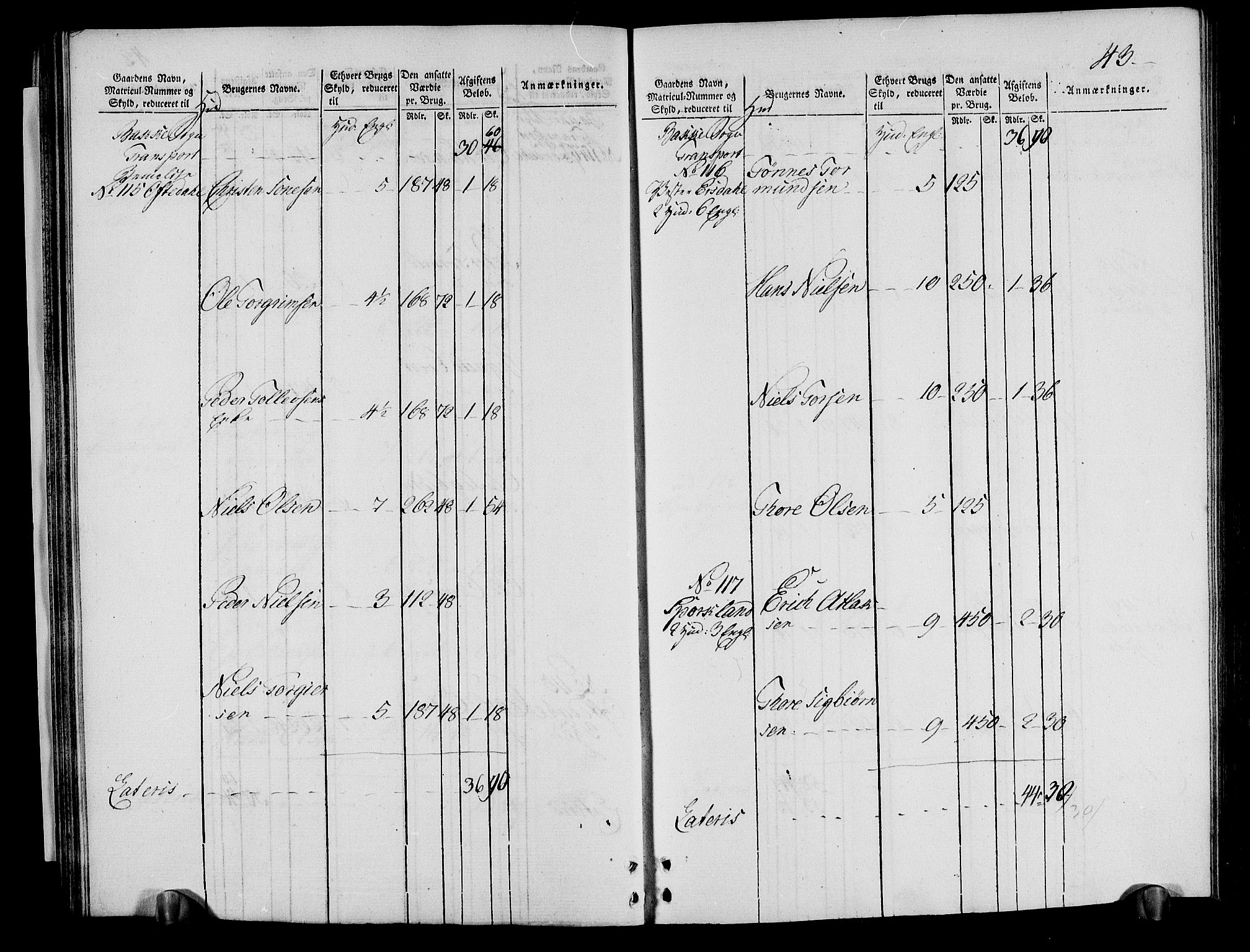 Rentekammeret inntil 1814, Realistisk ordnet avdeling, RA/EA-4070/N/Ne/Nea/L0095: Lista fogderi. Oppebørselsregister, 1803-1804, p. 45