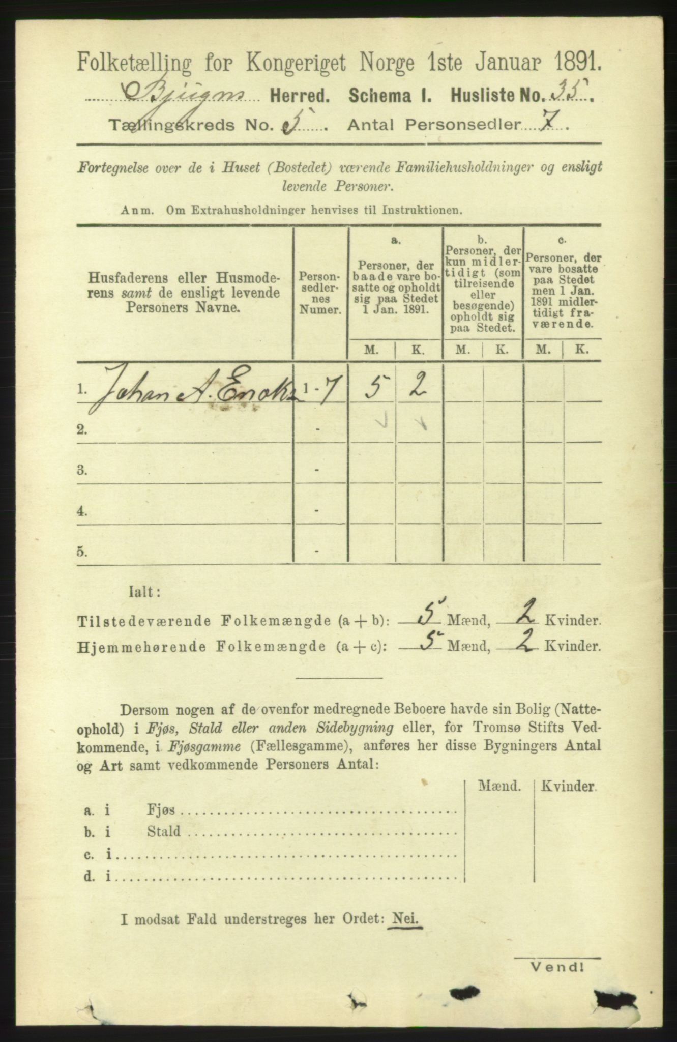 RA, 1891 census for 1627 Bjugn, 1891, p. 1353