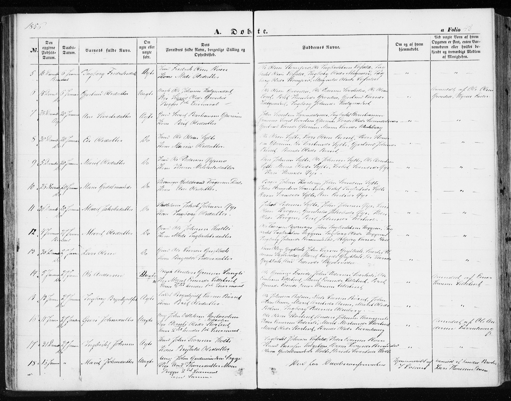 Ministerialprotokoller, klokkerbøker og fødselsregistre - Møre og Romsdal, AV/SAT-A-1454/595/L1044: Parish register (official) no. 595A06, 1852-1863, p. 48