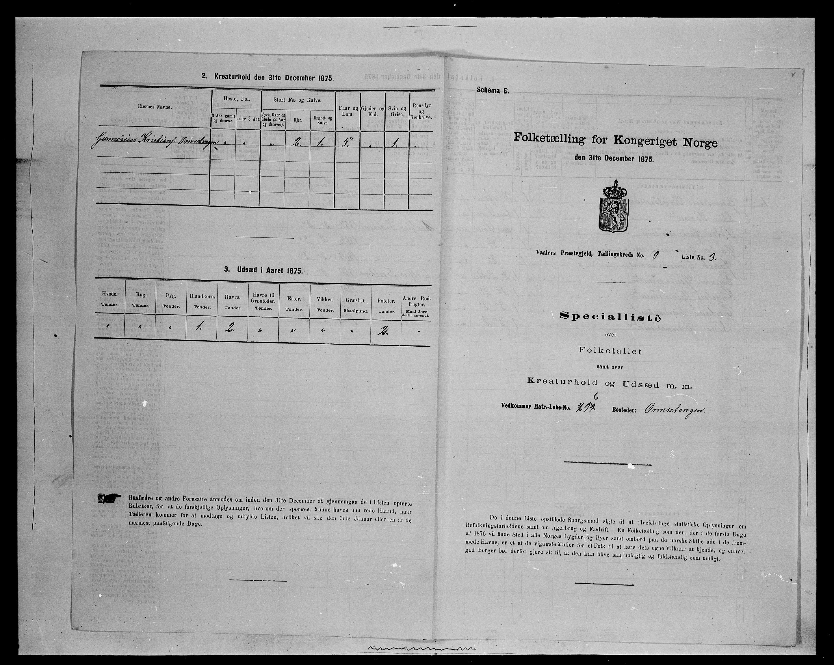 SAH, 1875 census for 0426P Våler parish (Hedmark), 1875, p. 1186