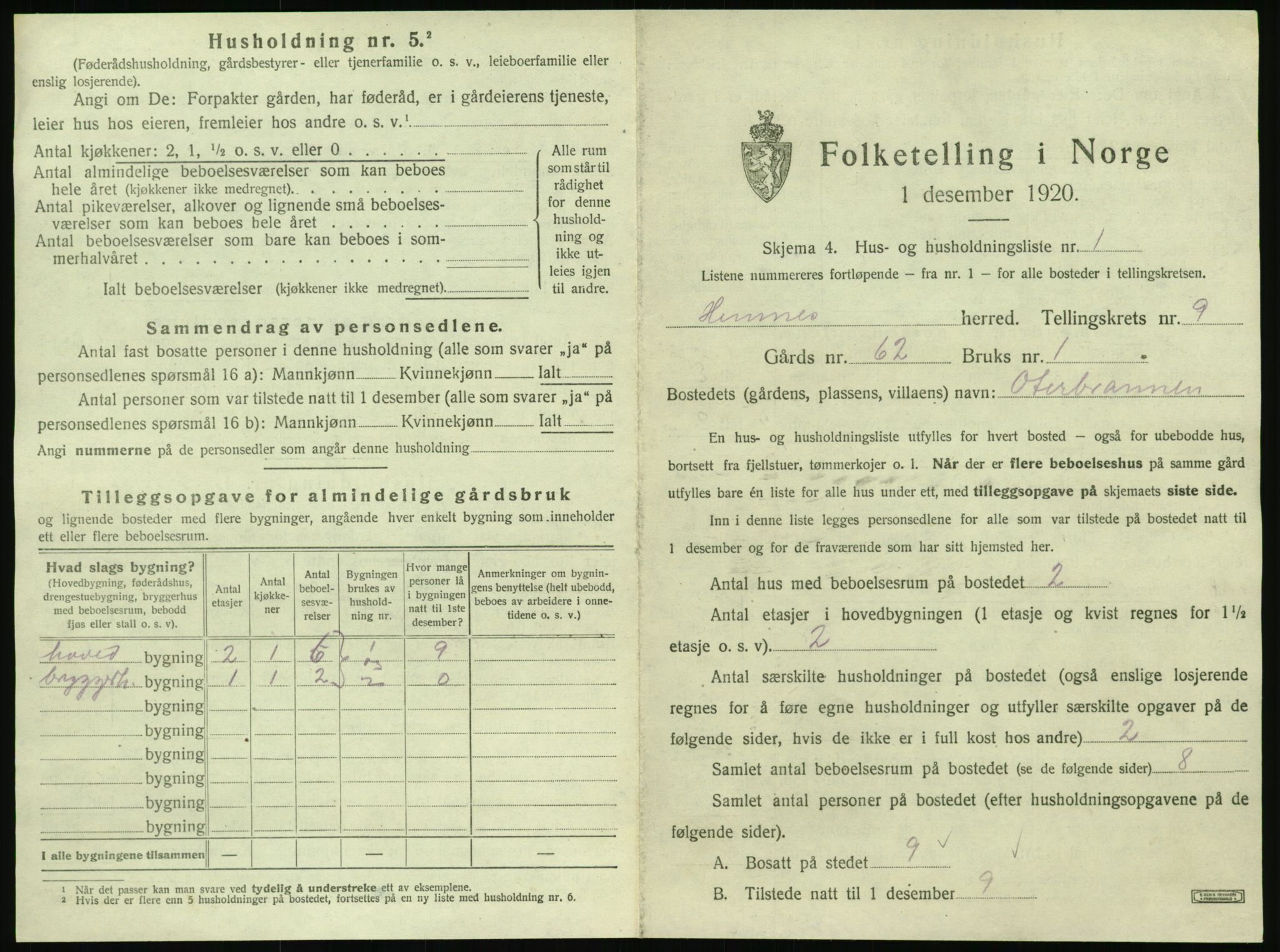 SAT, 1920 census for Hemnes, 1920, p. 1290