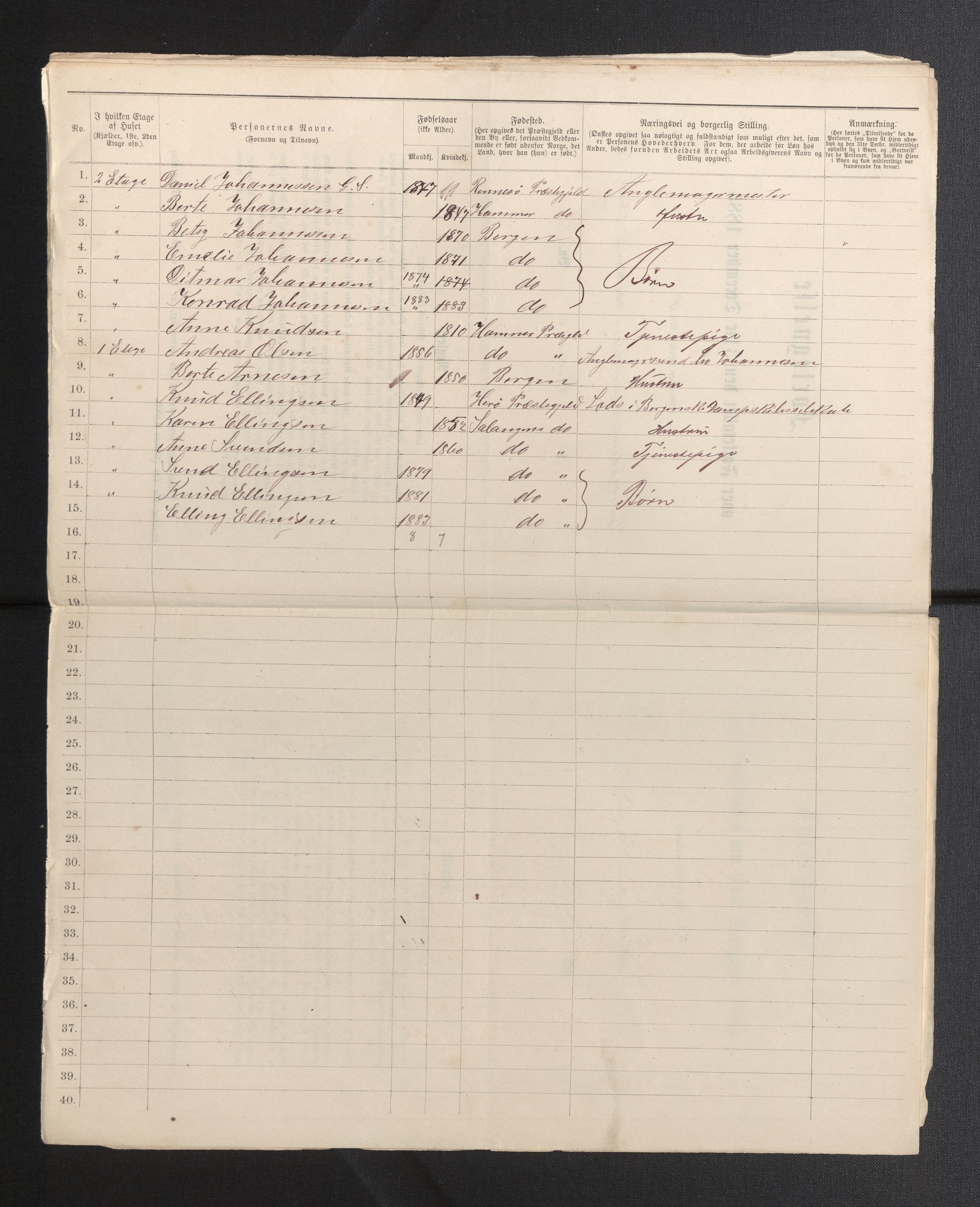 SAB, 1885 census for 1301 Bergen, 1885, p. 8244