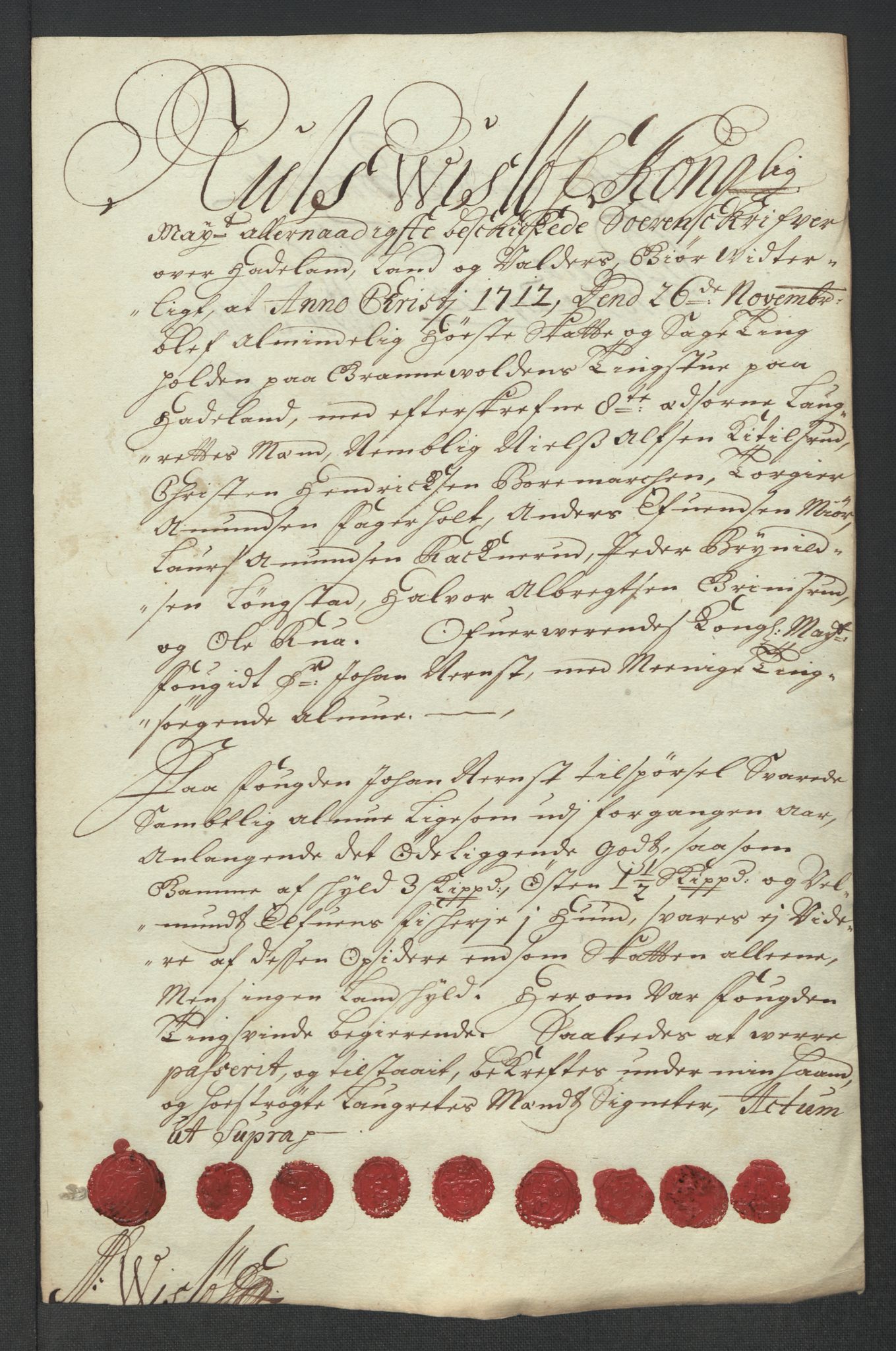 Rentekammeret inntil 1814, Reviderte regnskaper, Fogderegnskap, RA/EA-4092/R18/L1309: Fogderegnskap Hadeland, Toten og Valdres, 1712, p. 411