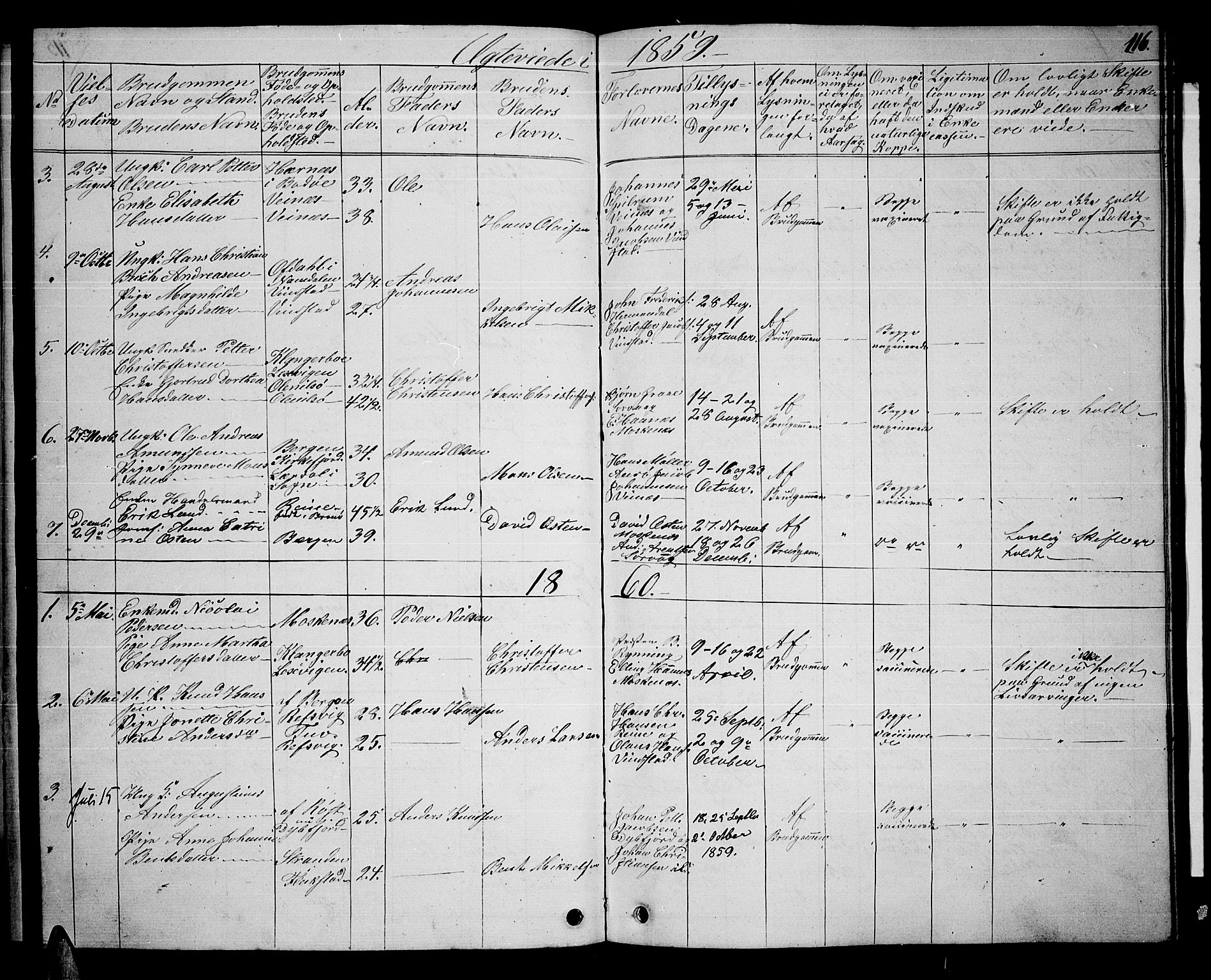 Ministerialprotokoller, klokkerbøker og fødselsregistre - Nordland, AV/SAT-A-1459/886/L1224: Parish register (copy) no. 886C01, 1843-1873, p. 116