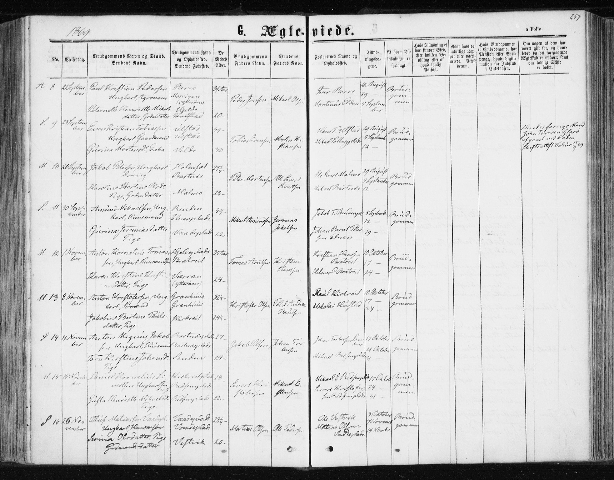 Ministerialprotokoller, klokkerbøker og fødselsregistre - Nord-Trøndelag, SAT/A-1458/741/L0394: Parish register (official) no. 741A08, 1864-1877, p. 257