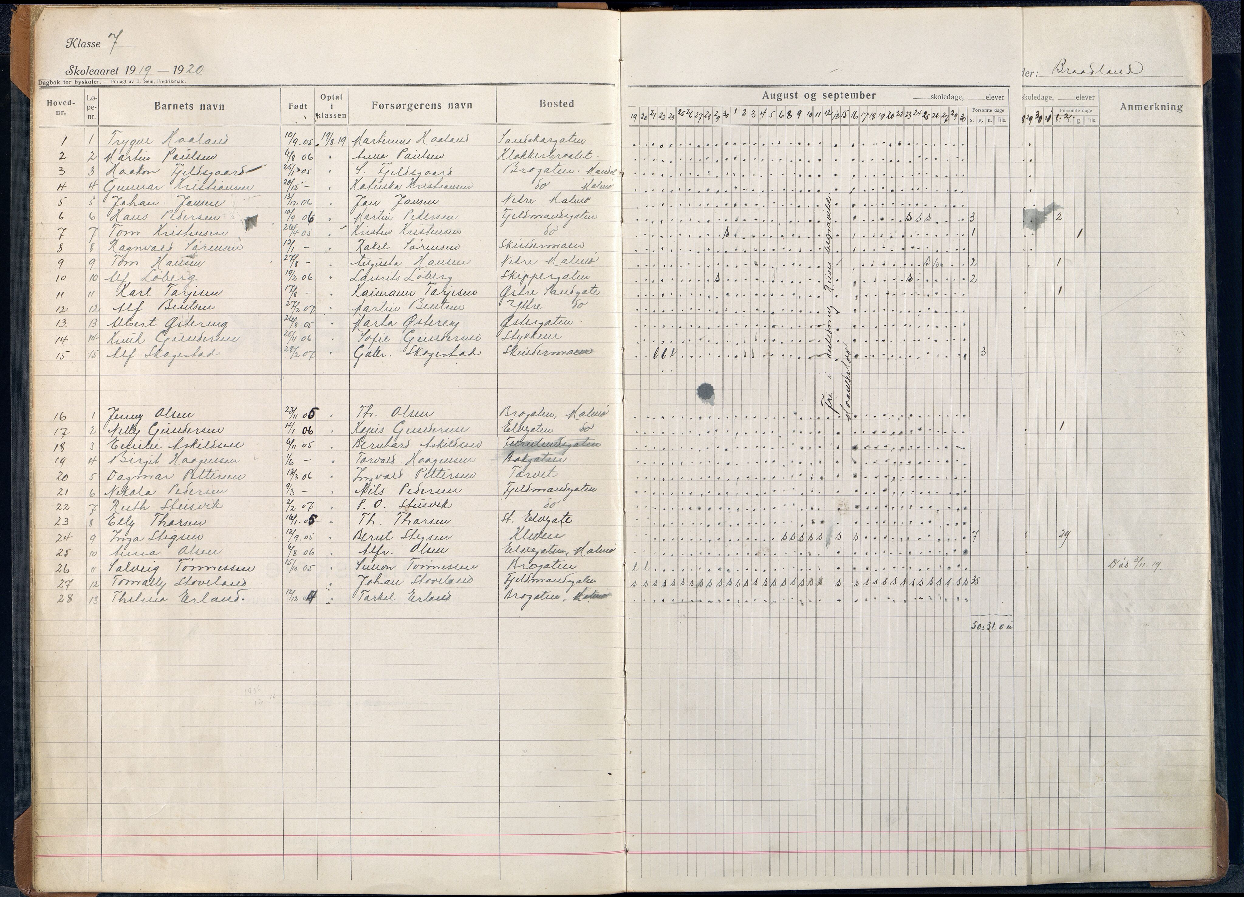 Mandal By - Mandal Allmueskole/Folkeskole/Skole, ARKSOR/1002MG551/I/L0043: Dagbok, 1919-1930