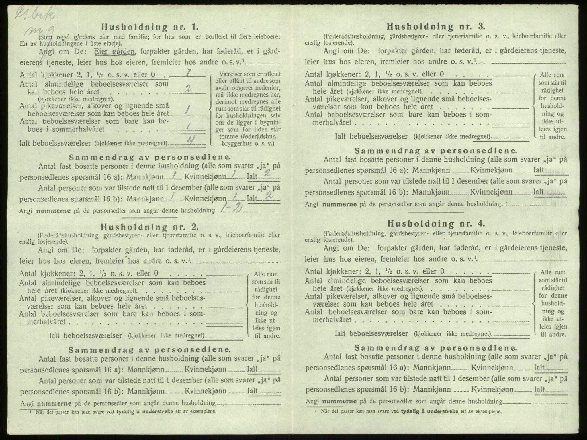 SAB, 1920 census for Lærdal, 1920, p. 44