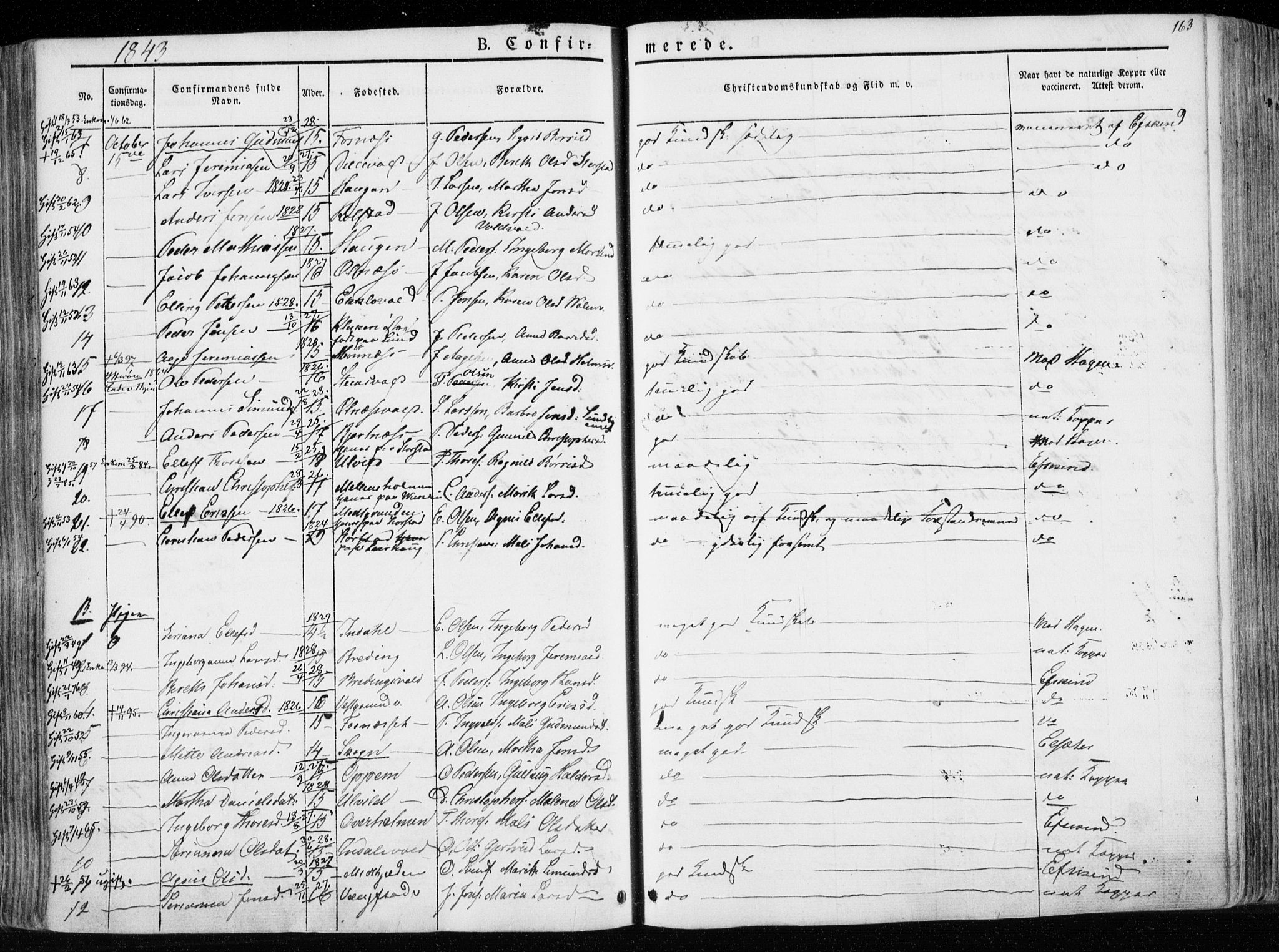 Ministerialprotokoller, klokkerbøker og fødselsregistre - Nord-Trøndelag, SAT/A-1458/723/L0239: Parish register (official) no. 723A08, 1841-1851, p. 163