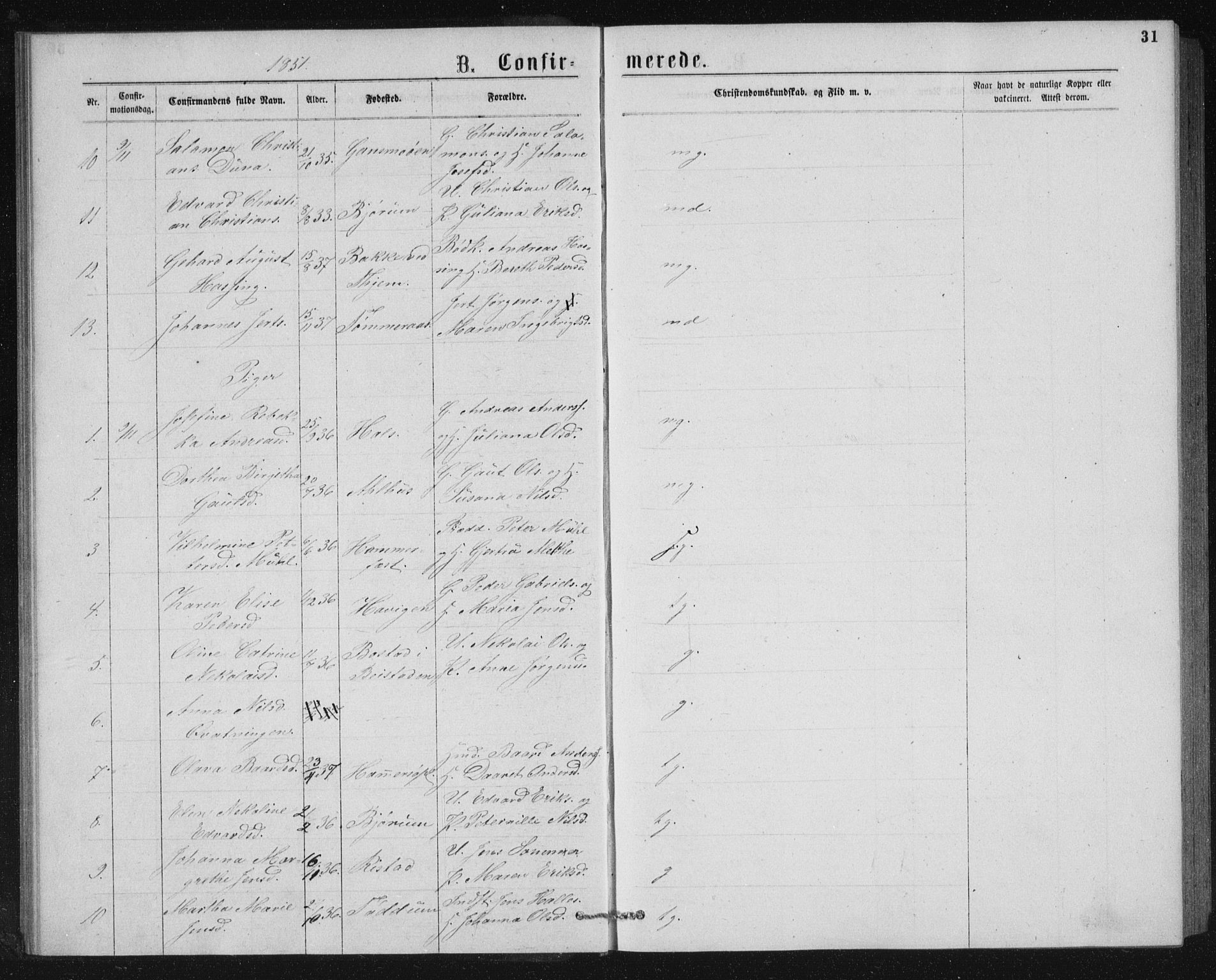 Ministerialprotokoller, klokkerbøker og fødselsregistre - Nord-Trøndelag, SAT/A-1458/768/L0567: Parish register (official) no. 768A02, 1837-1865, p. 31