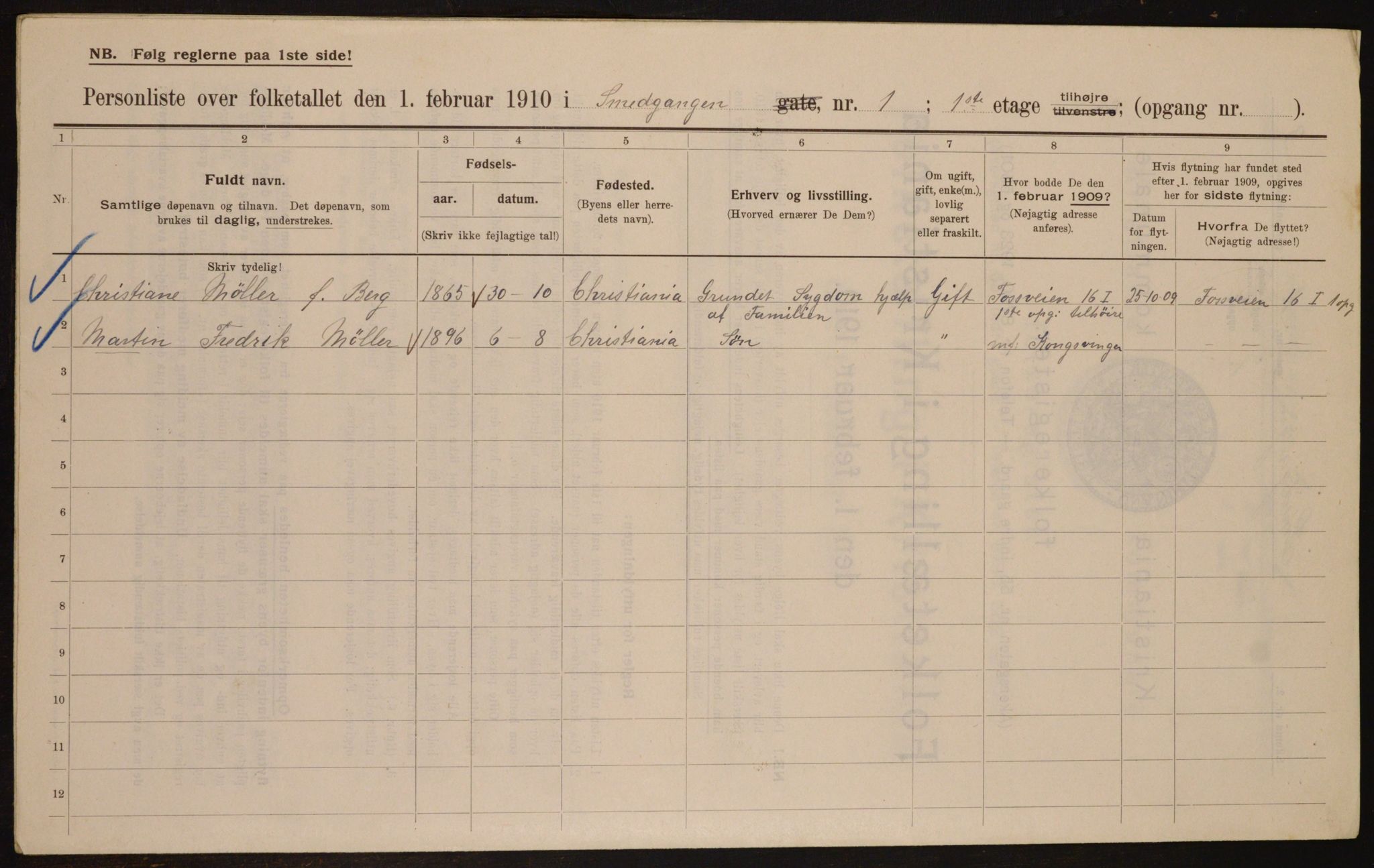 OBA, Municipal Census 1910 for Kristiania, 1910, p. 92587