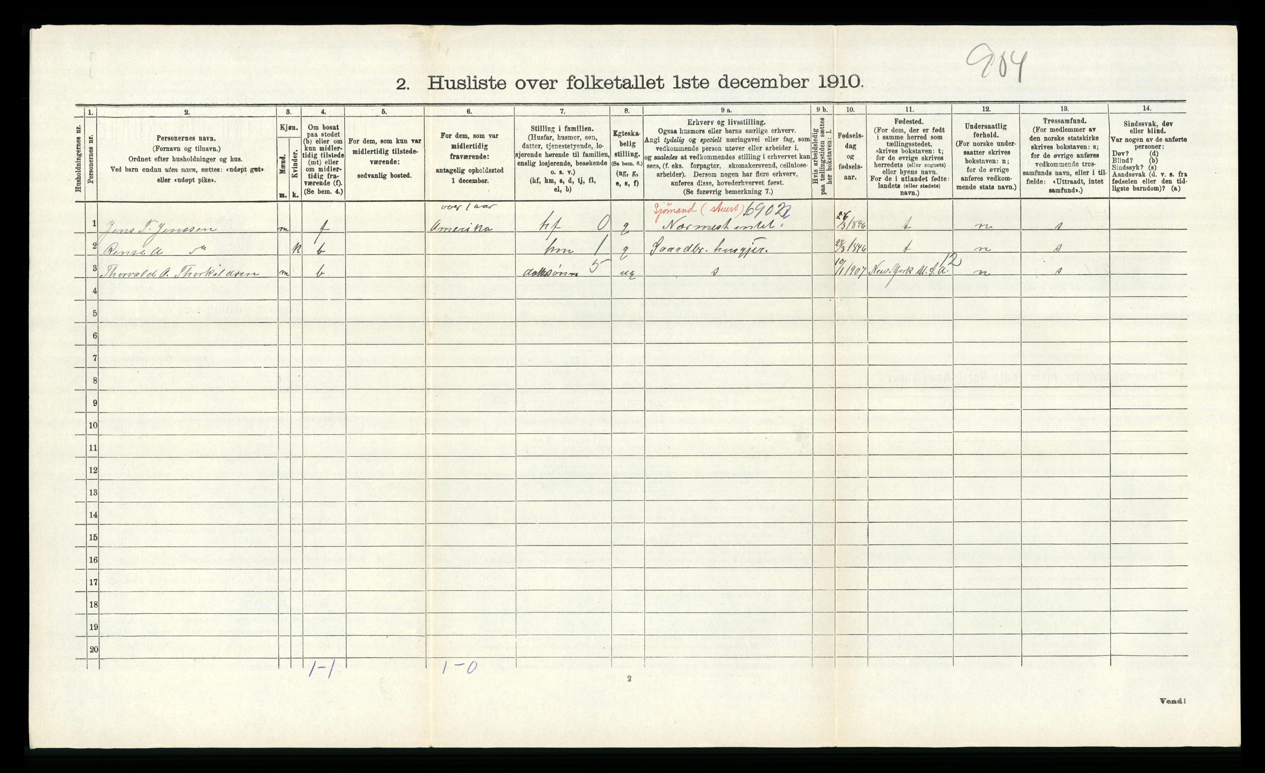 RA, 1910 census for Spind, 1910, p. 445