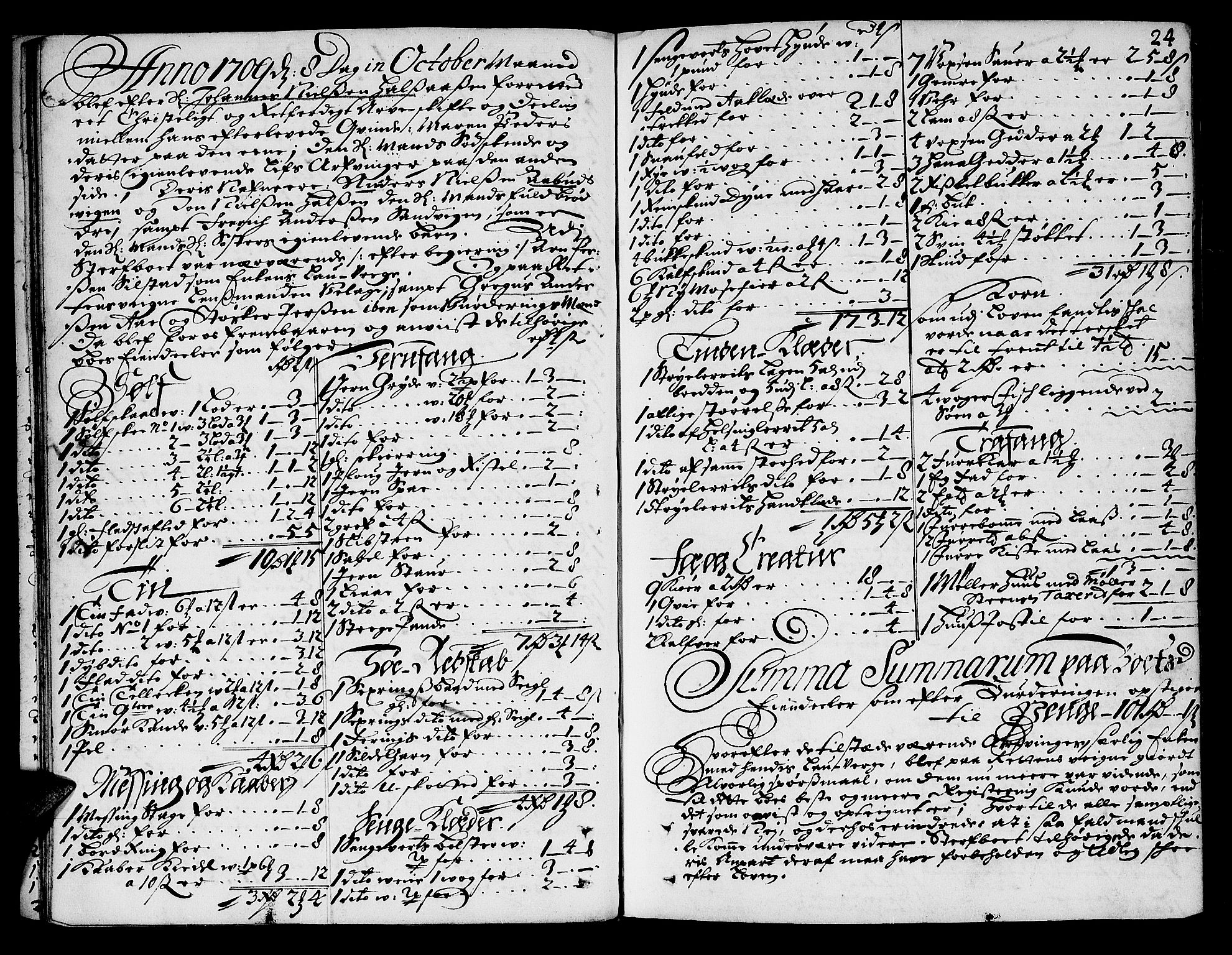 Helgeland sorenskriveri, AV/SAT-A-0004/3/3A/L0002: Skifteprotokoll 3A, 1709-1713, p. 23b-24a