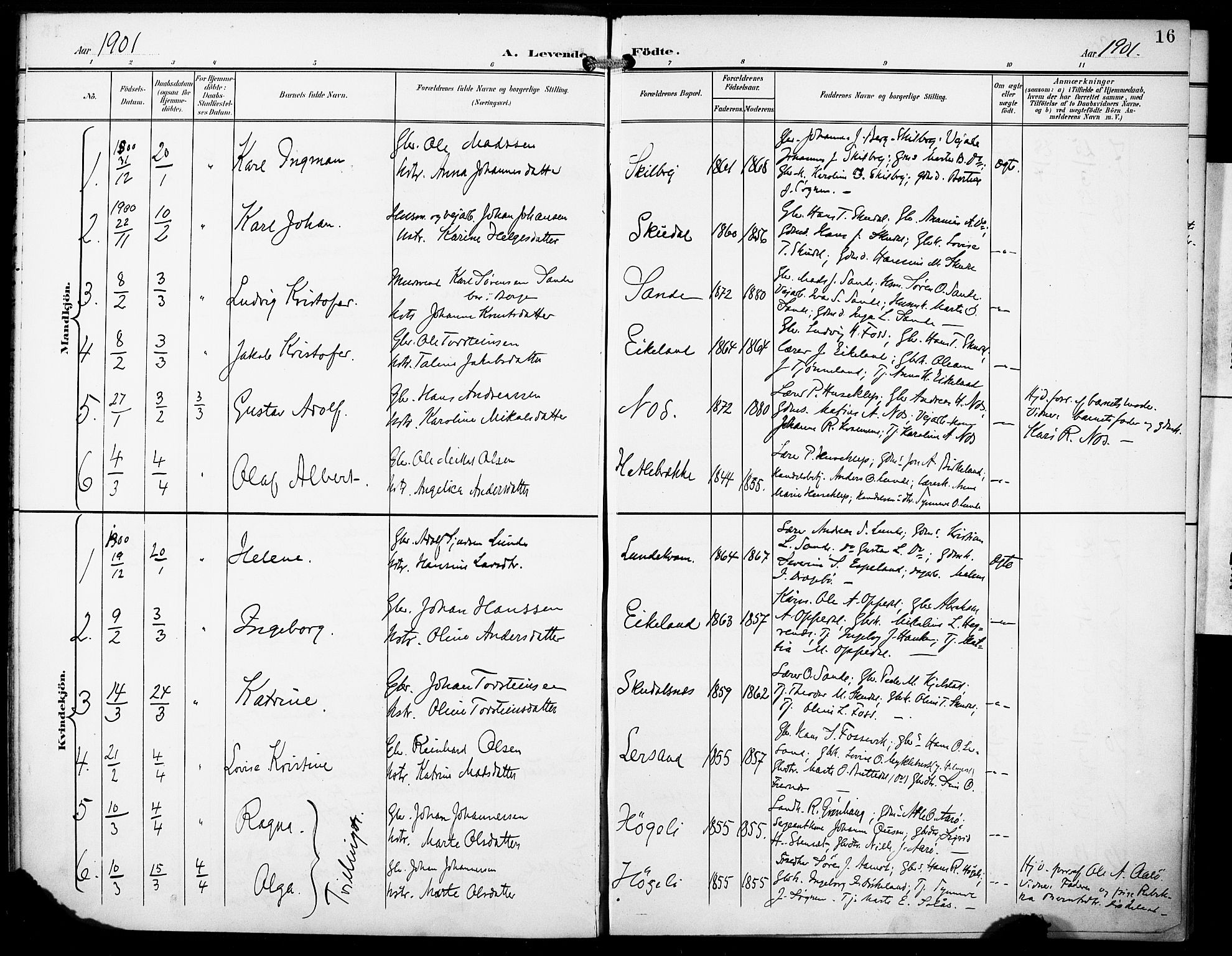Gaular sokneprestembete, SAB/A-80001/H/Haa: Parish register (official) no. B 2, 1898-1911, p. 16