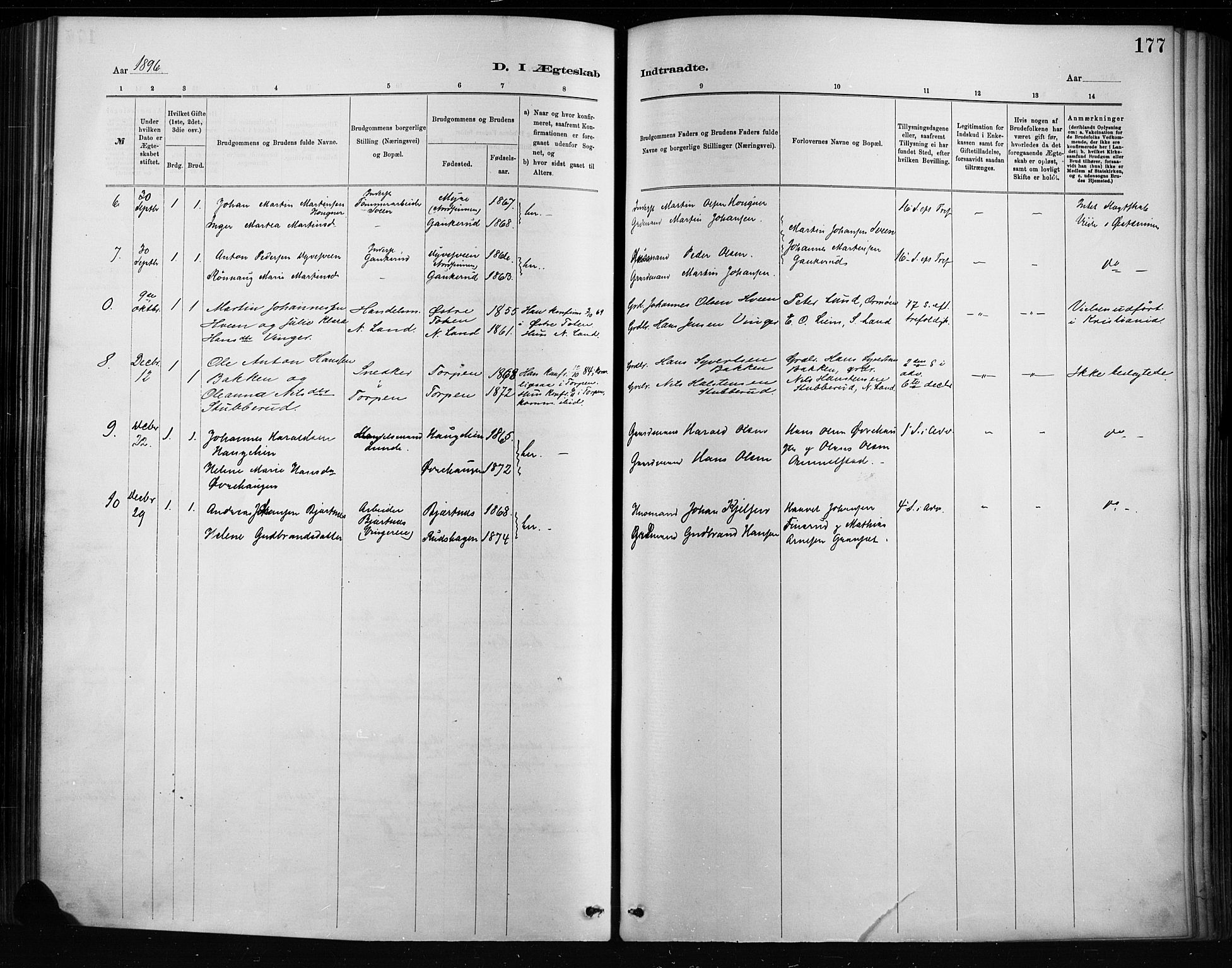 Nordre Land prestekontor, AV/SAH-PREST-124/H/Ha/Haa/L0004: Parish register (official) no. 4, 1882-1896, p. 177