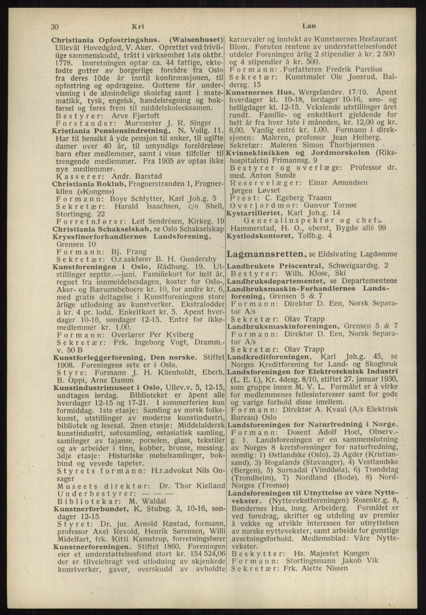 Kristiania/Oslo adressebok, PUBL/-, 1939, p. 30
