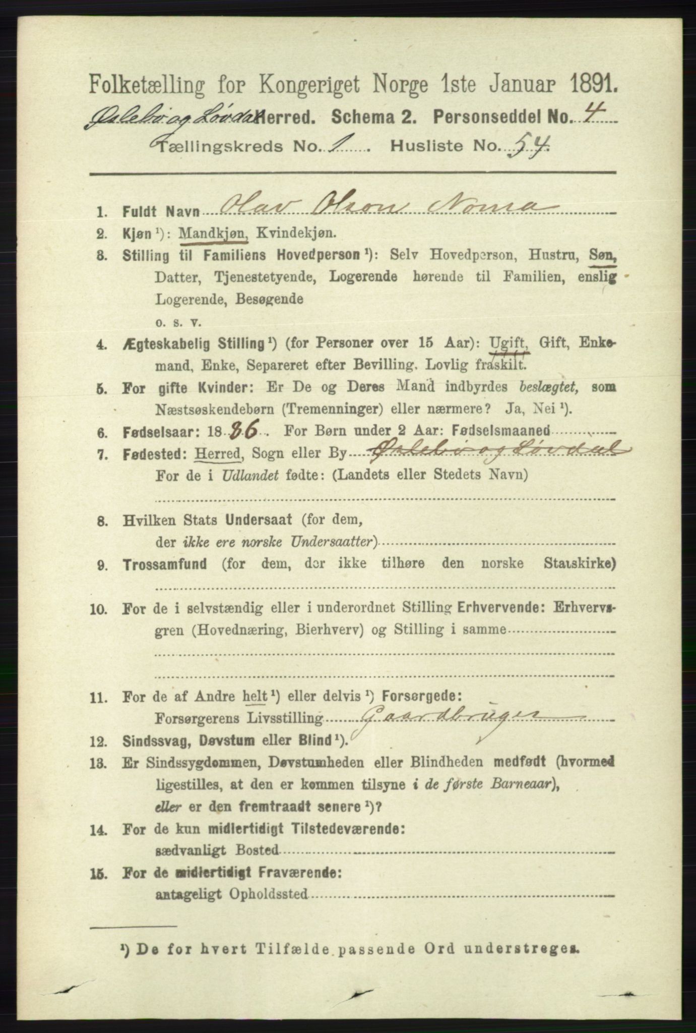 RA, 1891 census for 1021 Øyslebø og Laudal, 1891, p. 421