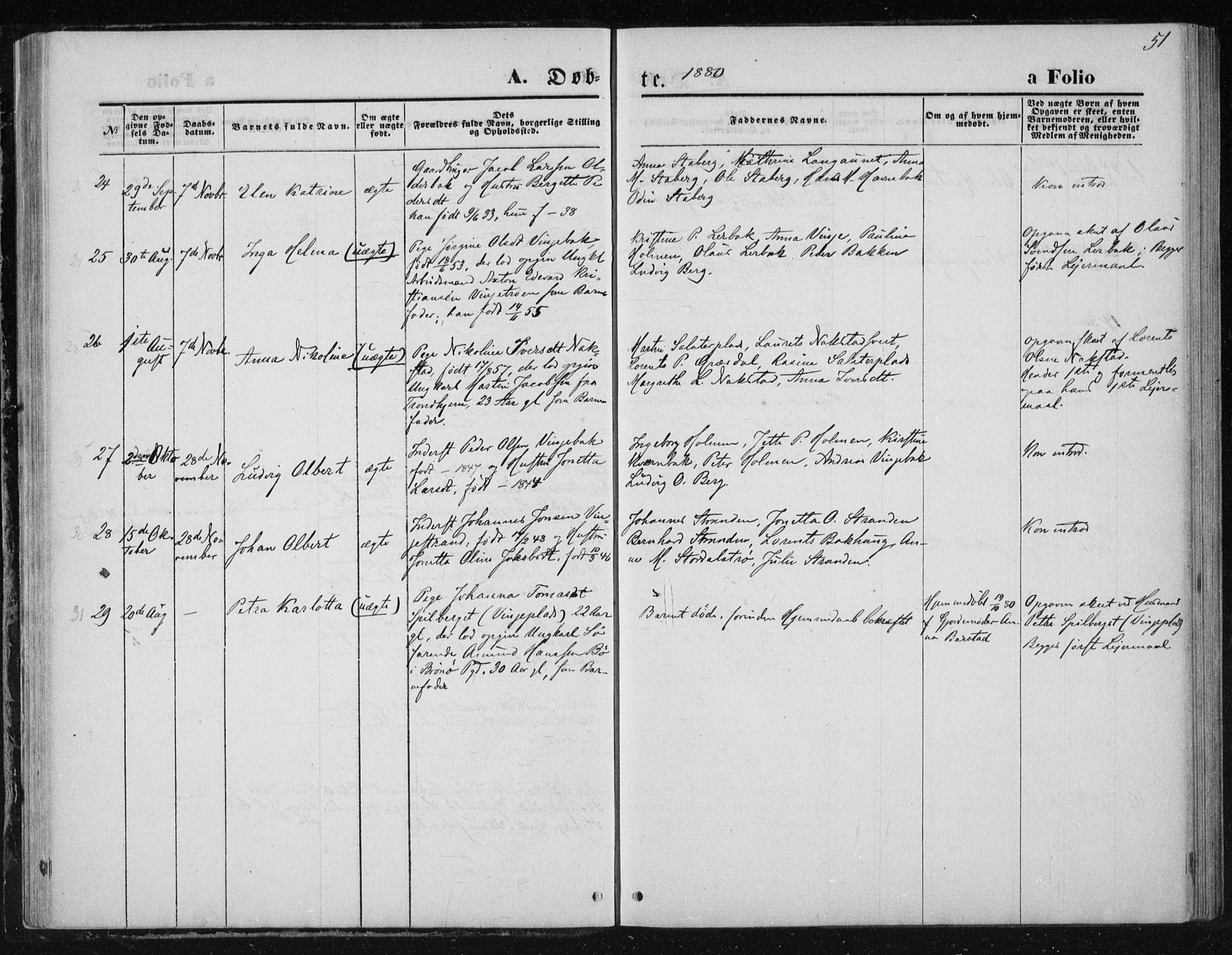 Ministerialprotokoller, klokkerbøker og fødselsregistre - Nord-Trøndelag, SAT/A-1458/733/L0324: Parish register (official) no. 733A03, 1870-1883, p. 51