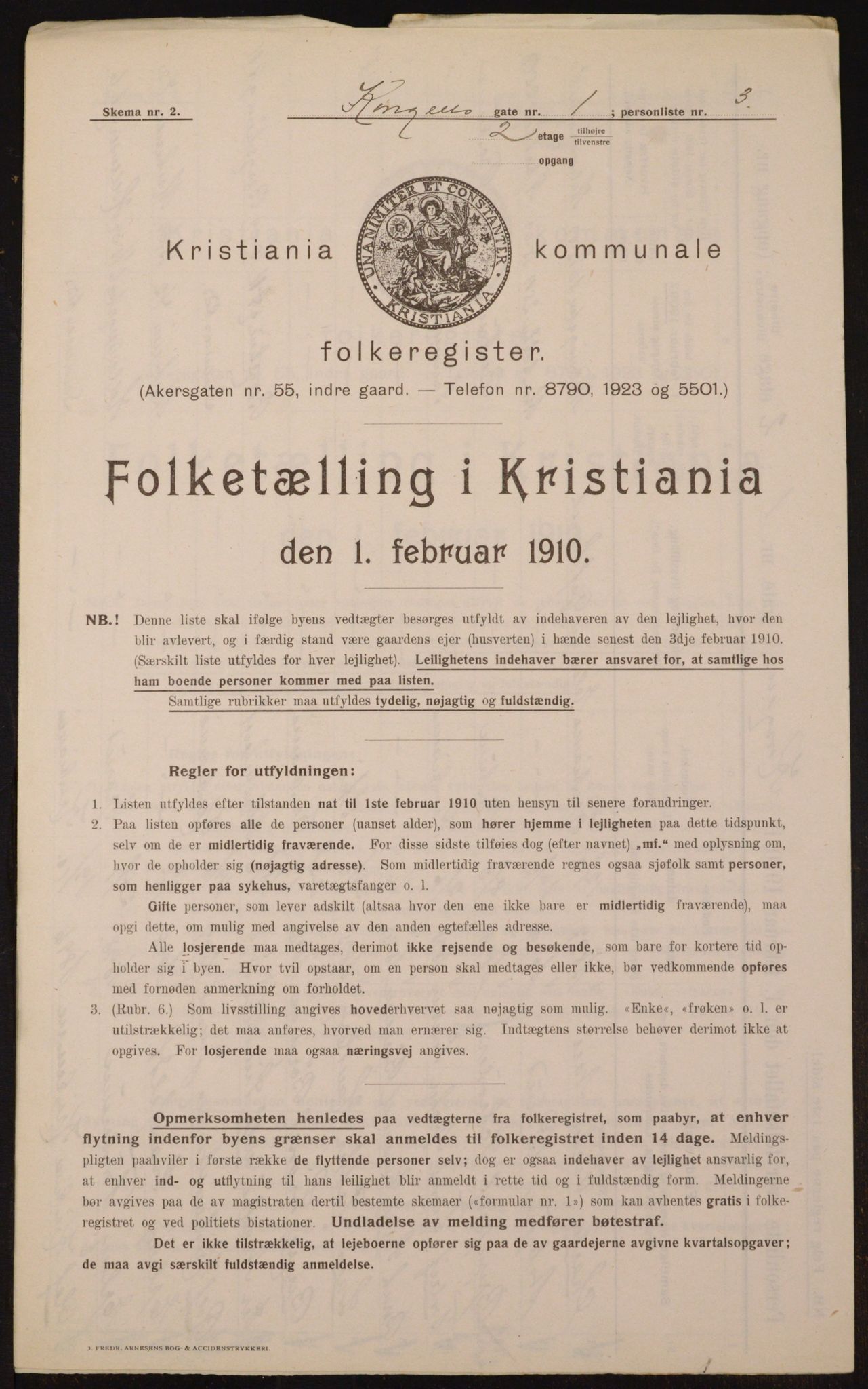 OBA, Municipal Census 1910 for Kristiania, 1910, p. 50958