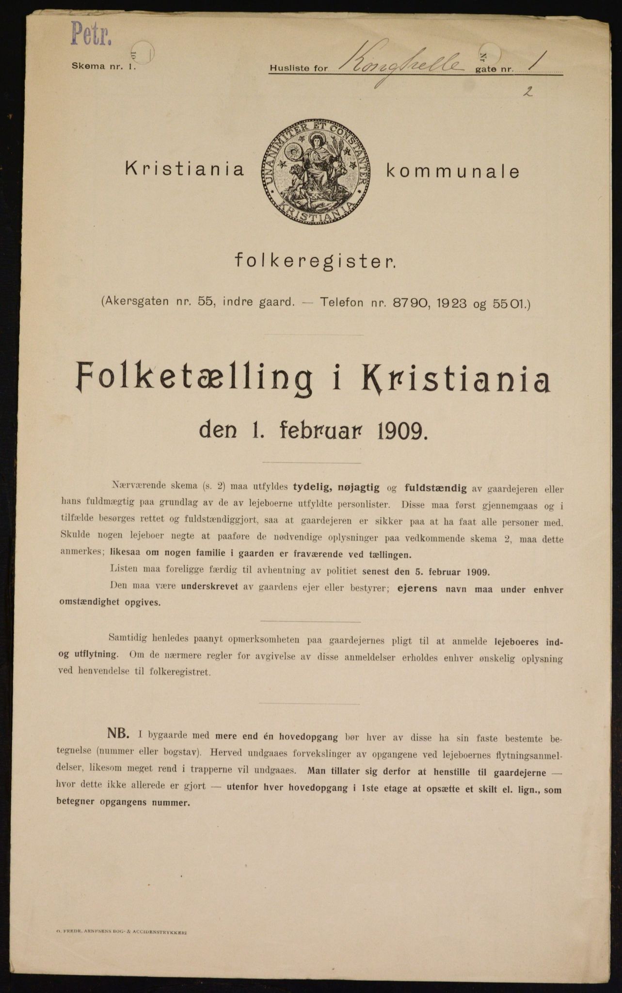 OBA, Municipal Census 1909 for Kristiania, 1909, p. 48320